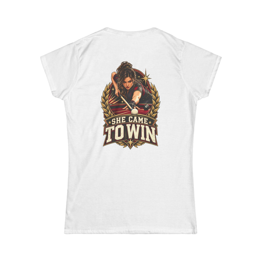 She Came To Win Women’s Billiards T-Shirt – Front & Back Pool Tee