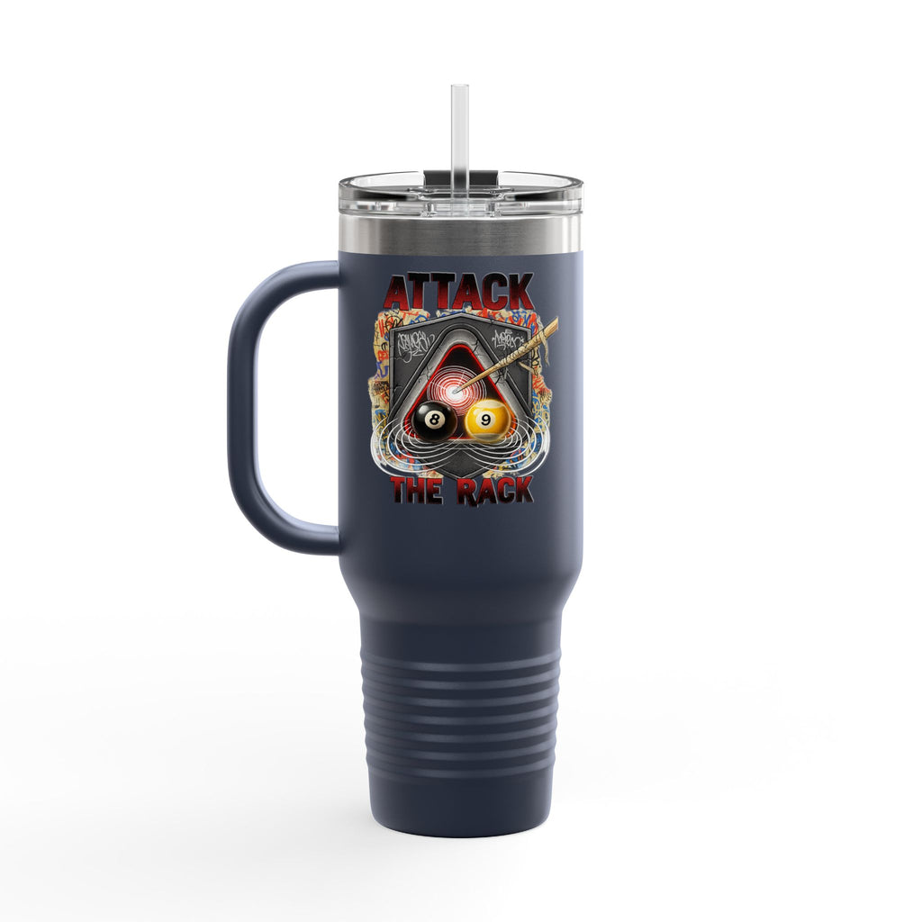 Attack the Rack 40oz Insulated Travel Mug — Pool Cue Billiards Tumbler