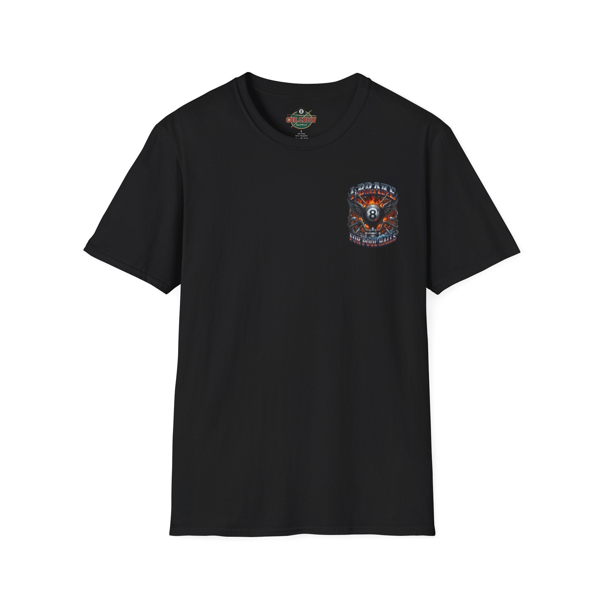 I Brake for Pool Halls Biker 8 Ball Pool Player T-Shirt | Front & Back Graphic Tee