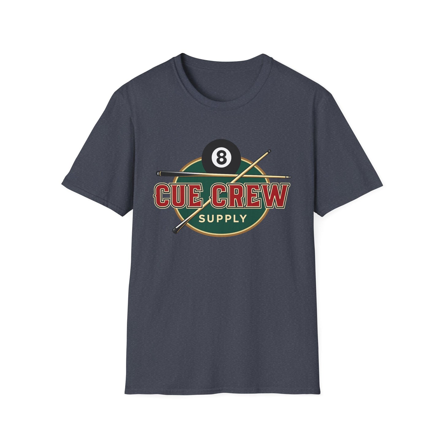 Cue Crew Supply Retro Logo Core Line Billiards Gildan Tee
