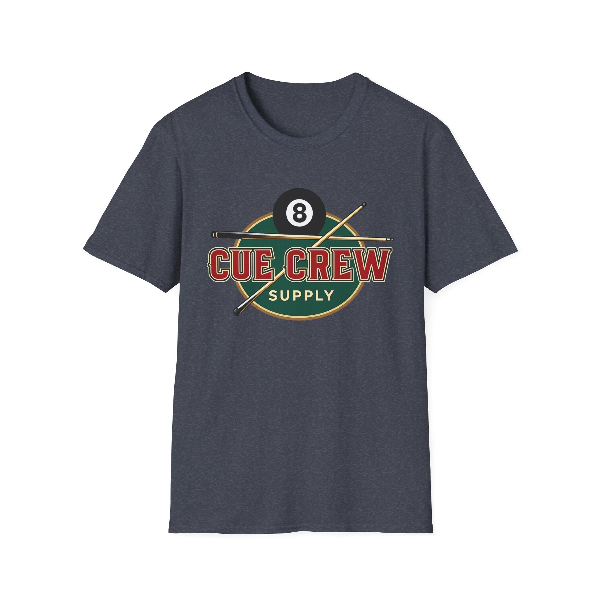 Cue Crew Supply Retro Logo Core Line Billiards Gildan Tee