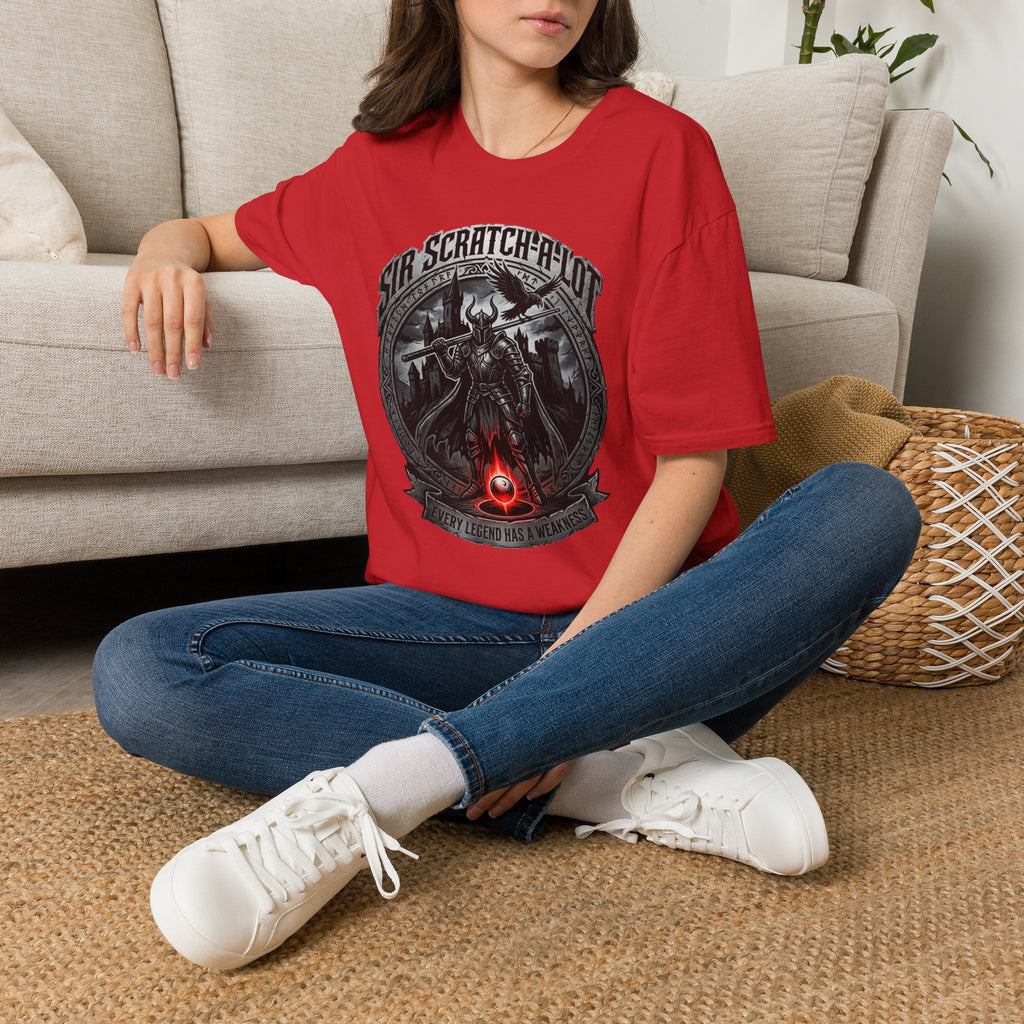 Sir Scratch-A-Lot Funny Billiards T-Shirt | Medieval Pool Knight Graphic | Front Only Print Unisex Tee