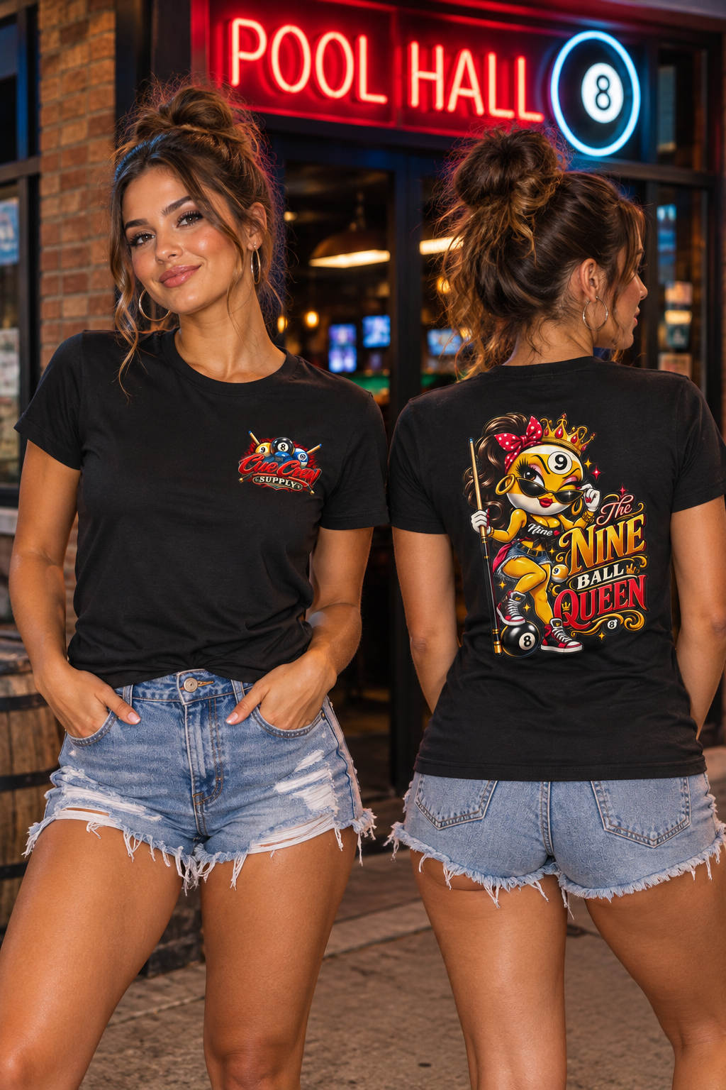 Nine Ball Queen Women's Billiards T-Shirt | Funny Pool Player Graphic Tee CCS-WSST-017