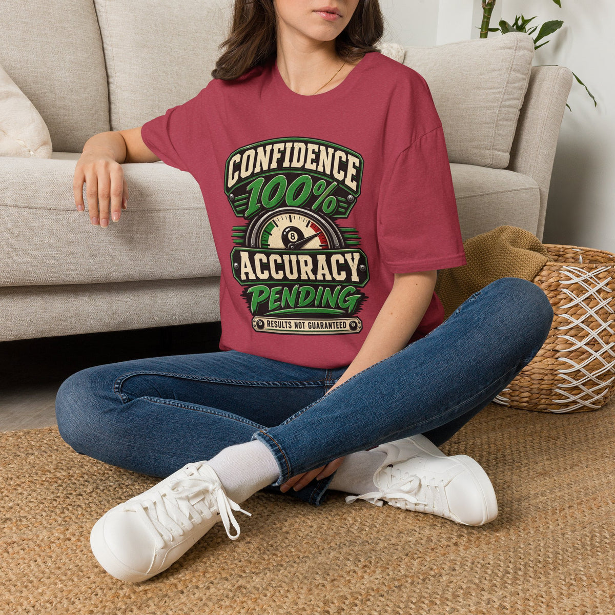 Confidence 100% Accuracy Pending – Funny Billiards T-Shirt – Pool Player Tee