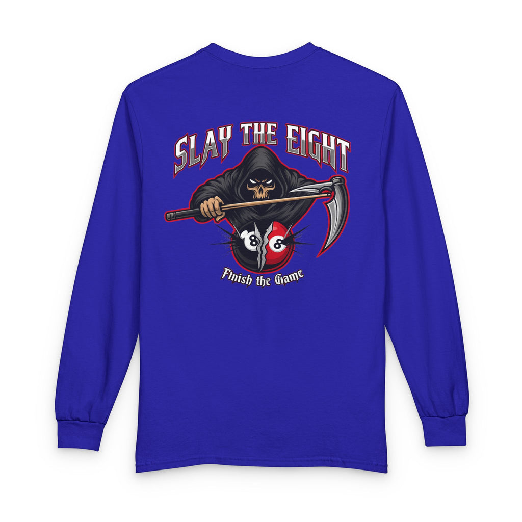 Slay the Eight Grim Reaper Billiards Gildan Long Sleeve Tee
