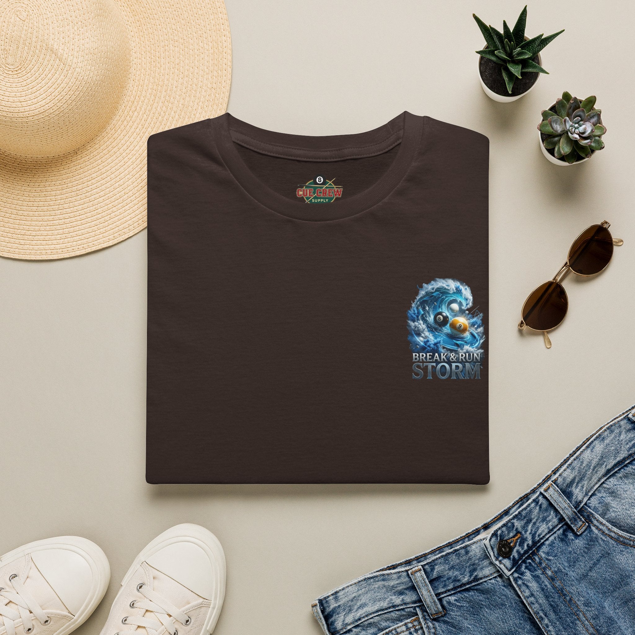 Break & Run Storm Billiards T-Shirt | Ocean Wave Pool Player Graphic Tee | Front & Back Print