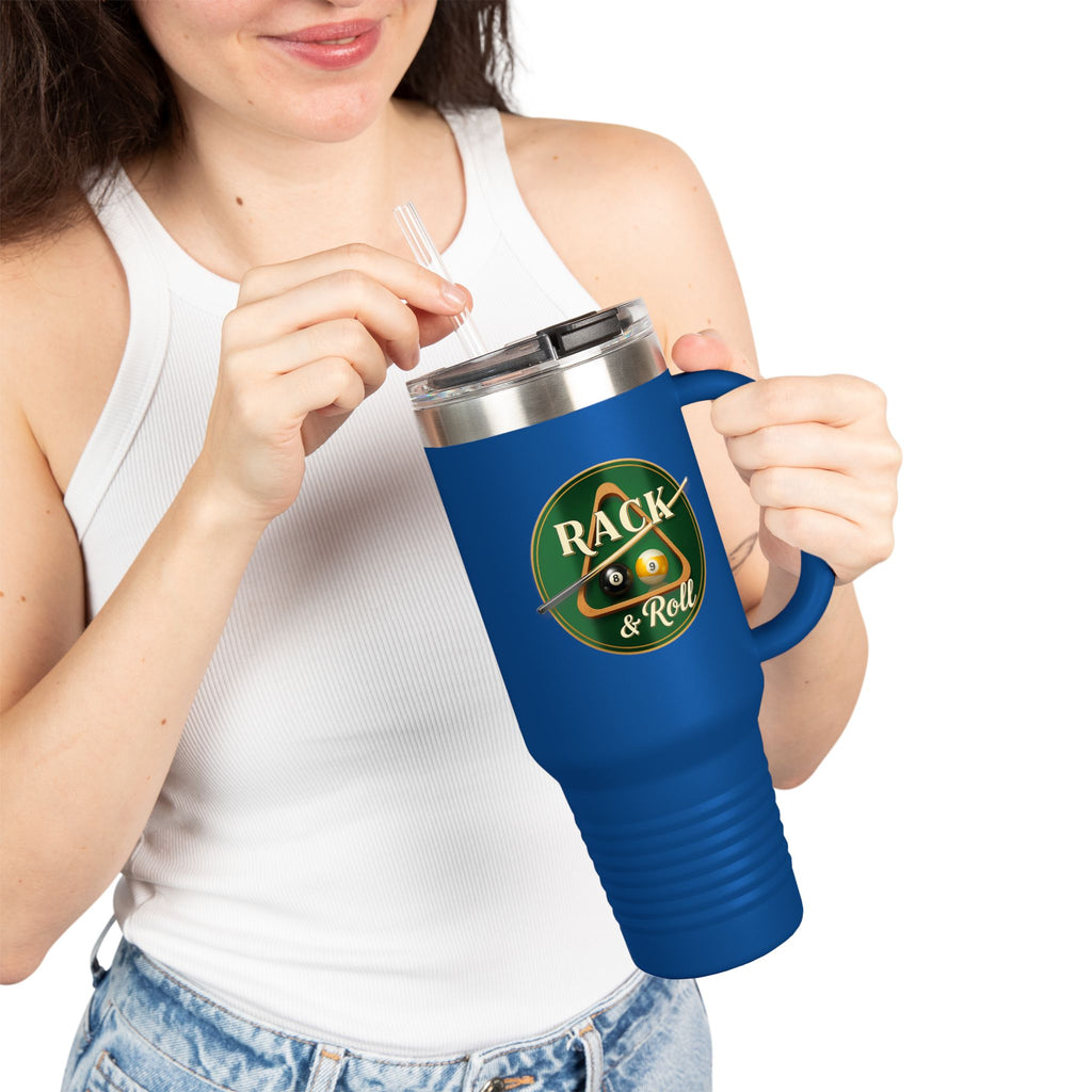 Rack & Roll Billiards Pool Cue Logo 40oz Insulated Travel Mug