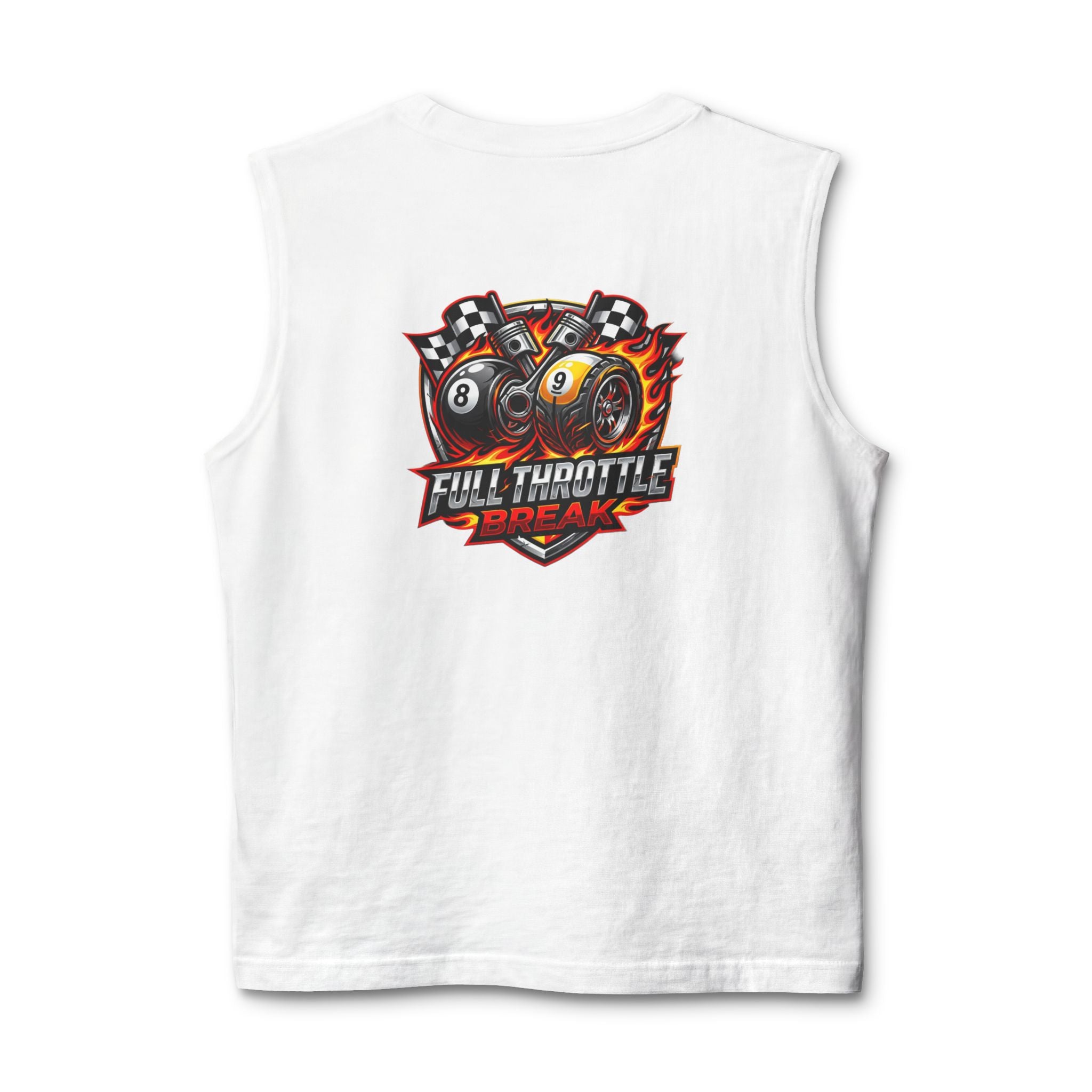 Full Throttle Break Unisex Muscle Tank | Hot Rod 8 Ball & 9 Ball Pool Player Sleeveless Shirt | Cue Crew Supply