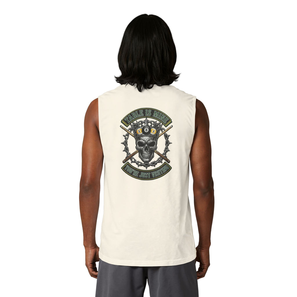 Table Is Mine You're Just Visiting Skull King Billiards Muscle Tank | Pool Player Graphic Tank Top | Front & Back Print