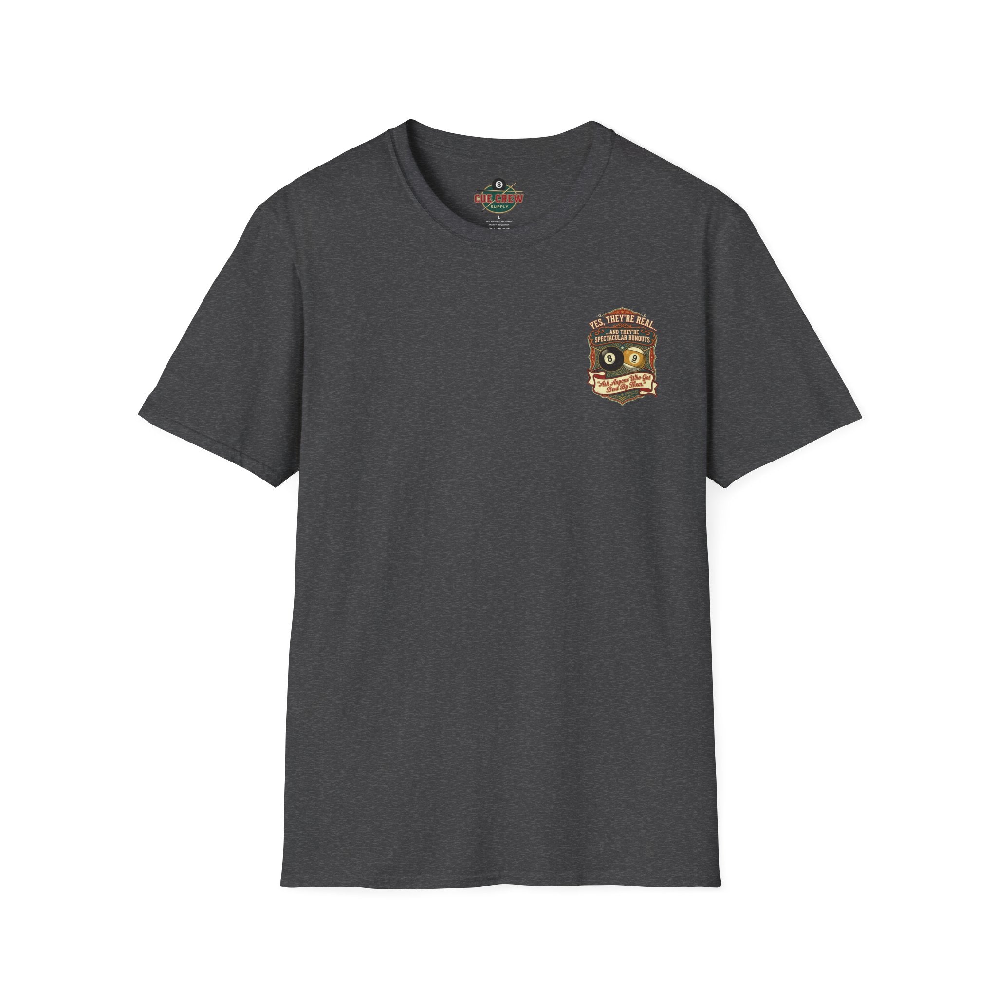 Yes, They're Real… Spectacular Runouts Billiards T-Shirt | Funny Pool Player Graphic Tee | Front & Back Print
