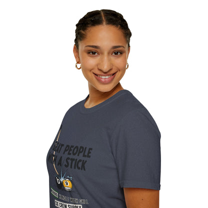 I Beat People With A Stick Funny Billiards Core Line Gildan Tee