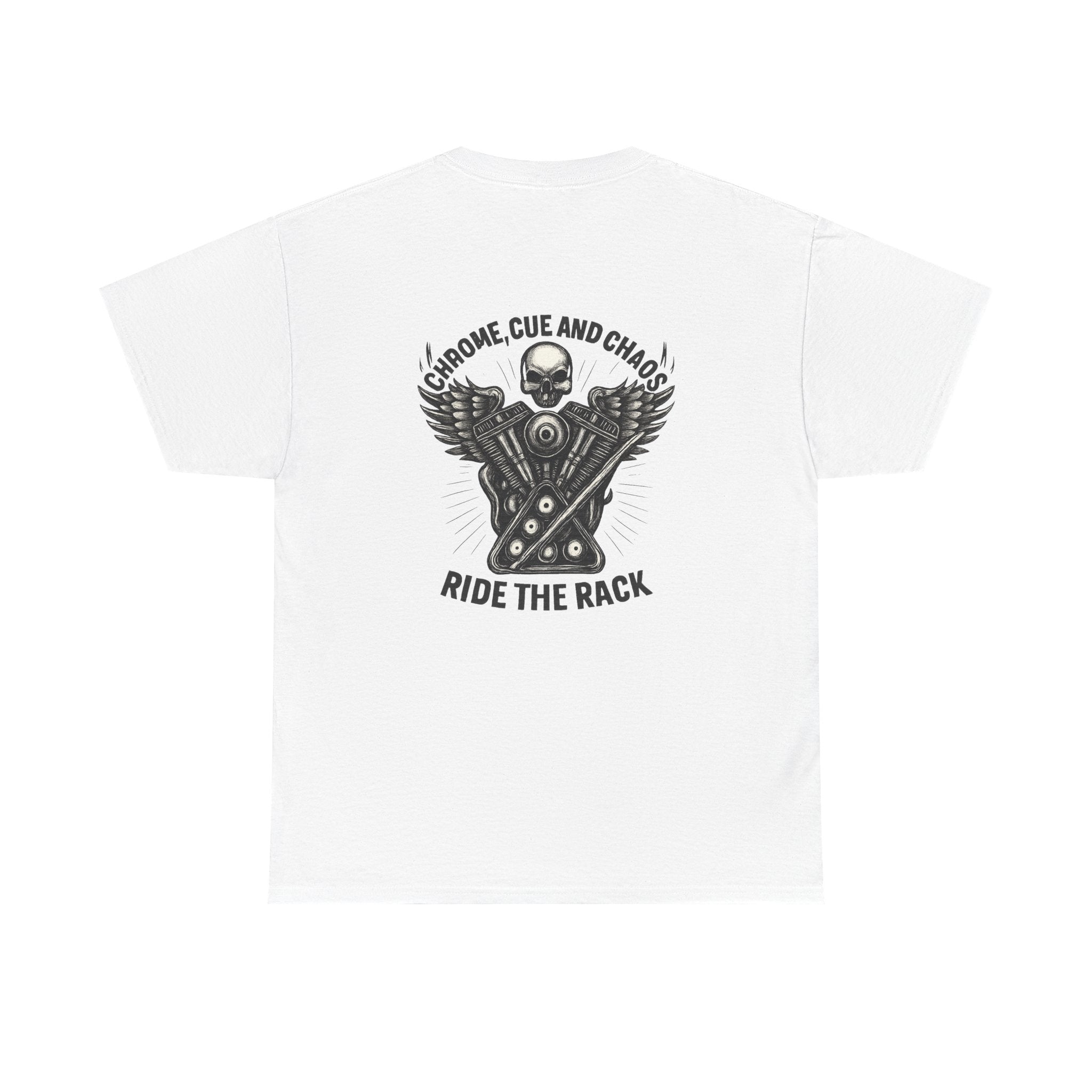 Chrome Cue Chaos Billiards Graphic Gildan Tee