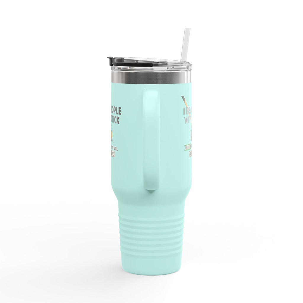 I Beat People With a Stick” Billiards Cue Crew Funny 40 oz. Tumbler