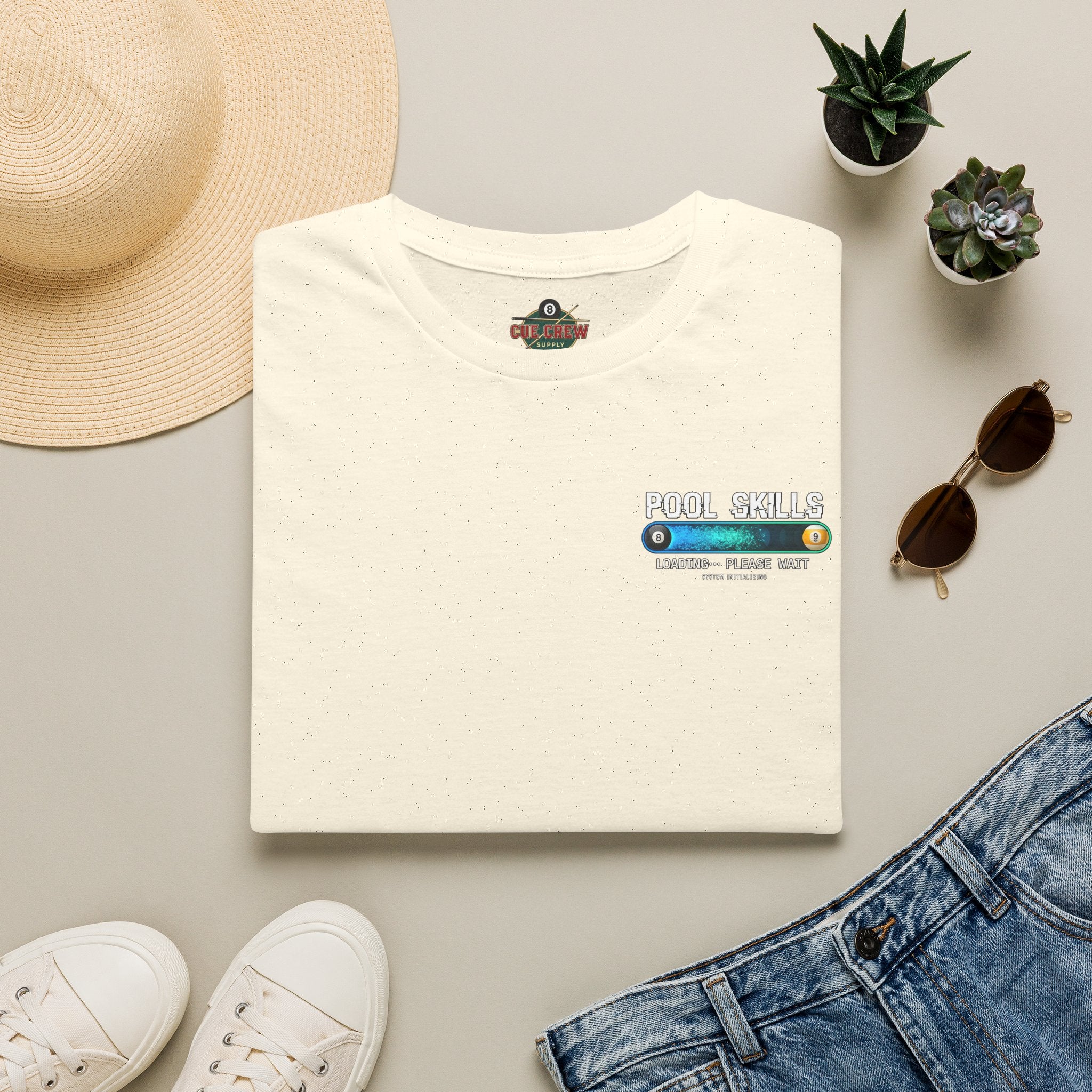 Pool Skills Loading Funny Billiards T-Shirt | Gamer Style Pool Player Graphic Tee | Front & Back Print