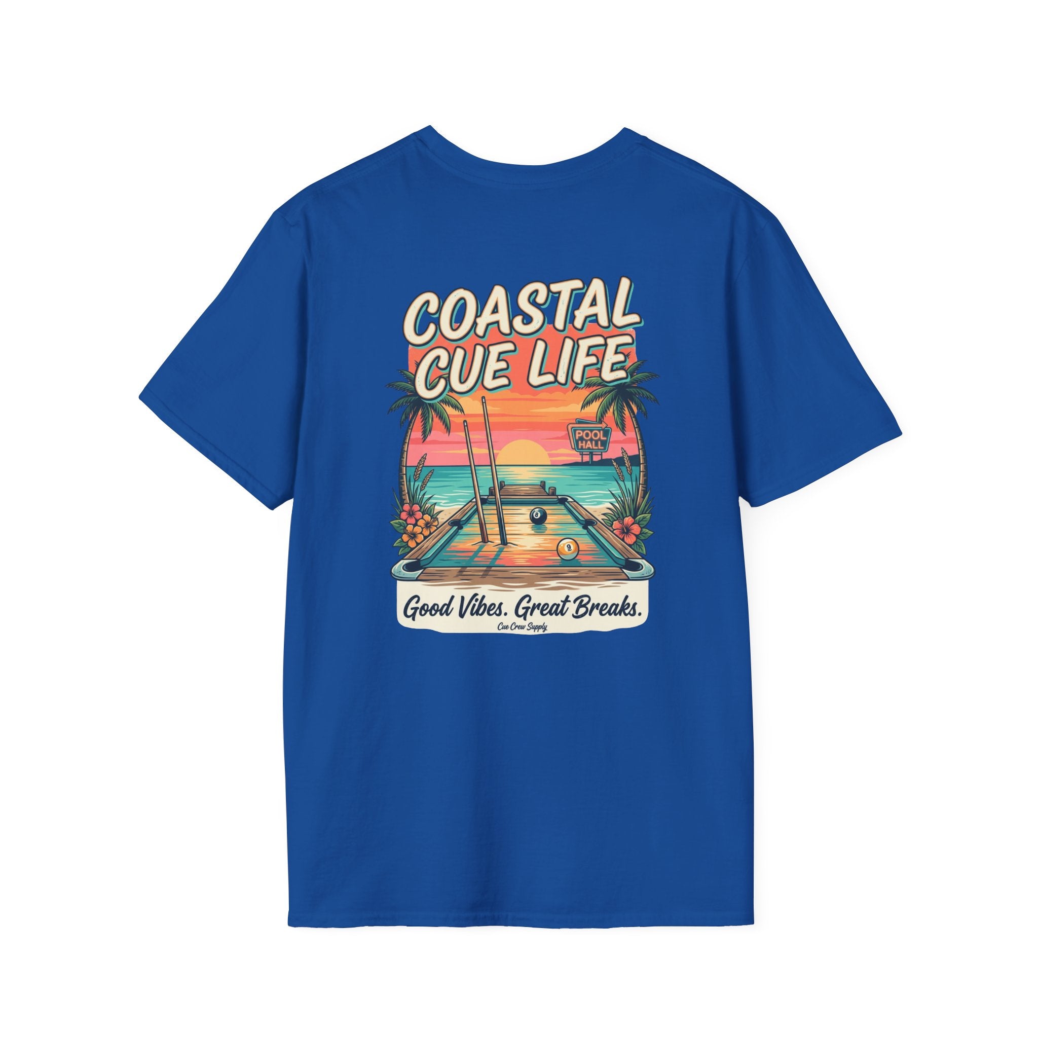 Coastal Cue Life Pool Player T-Shirt | Beach Billiards Graphic Tee | Unisex Softstyle Tee
