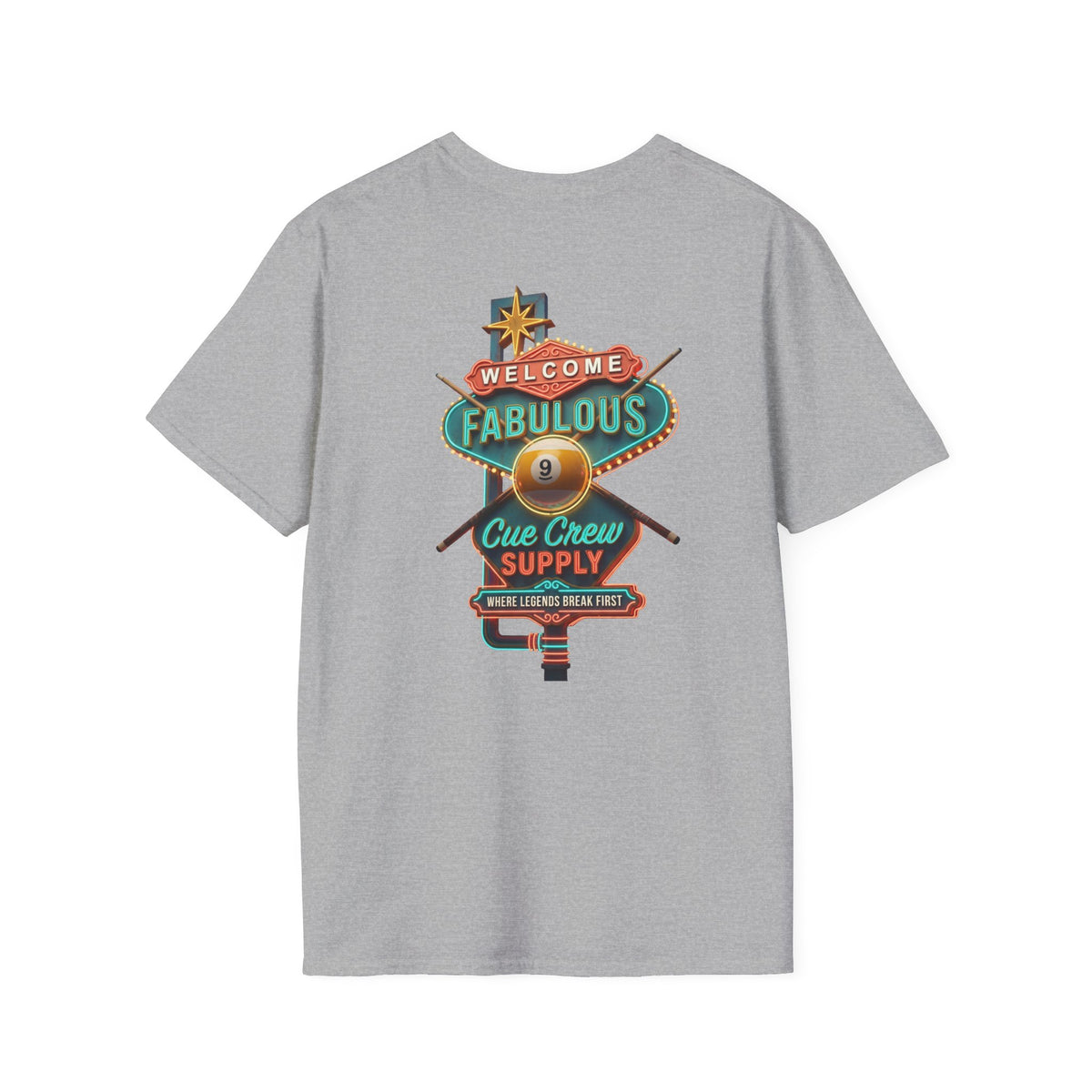 Welcome to Fabulous Cue Crew Supply Billiards T-Shirt | Las Vegas Pool Player Graphic Tee | Front & Back Print