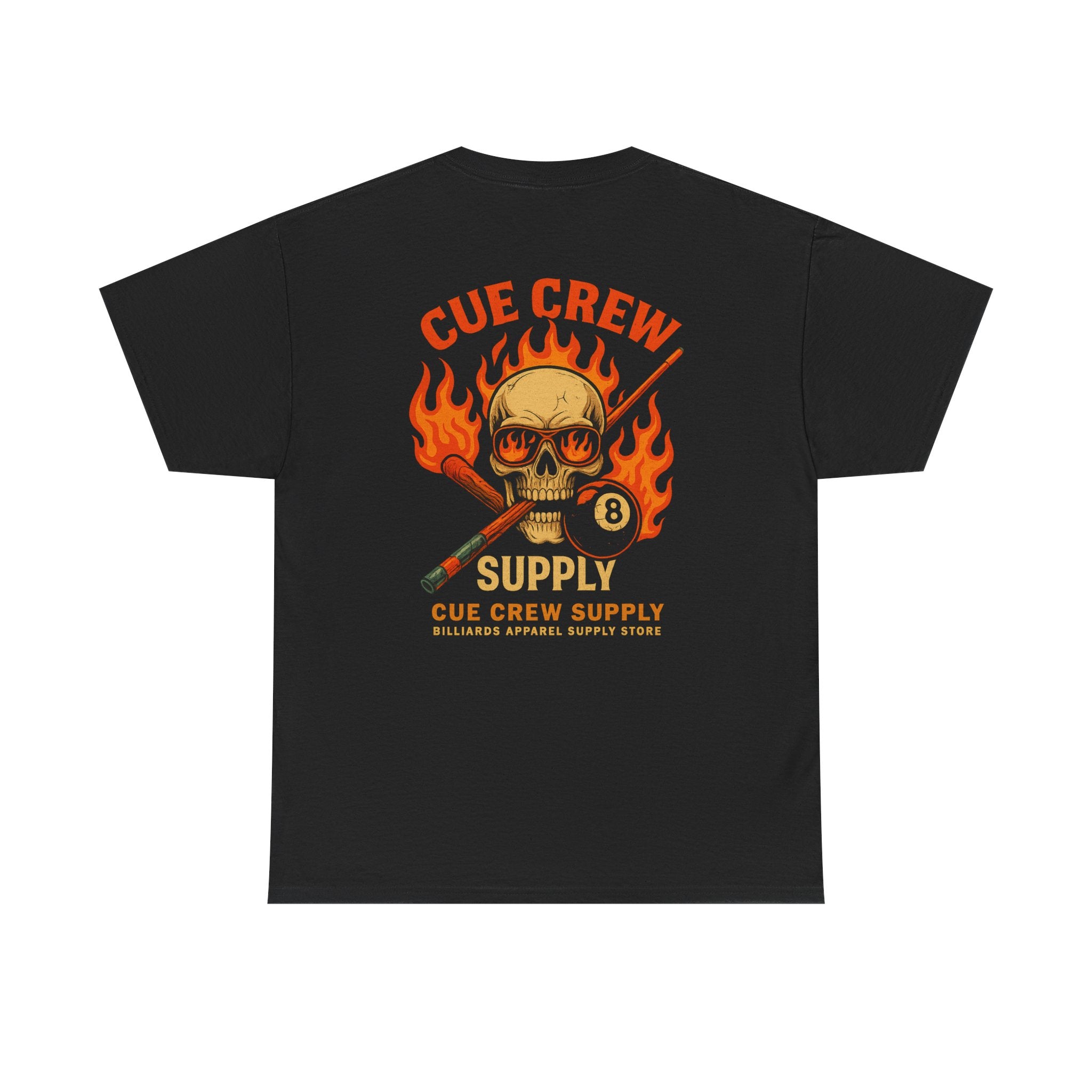Cue Crew Supply Skull & Flames Tee