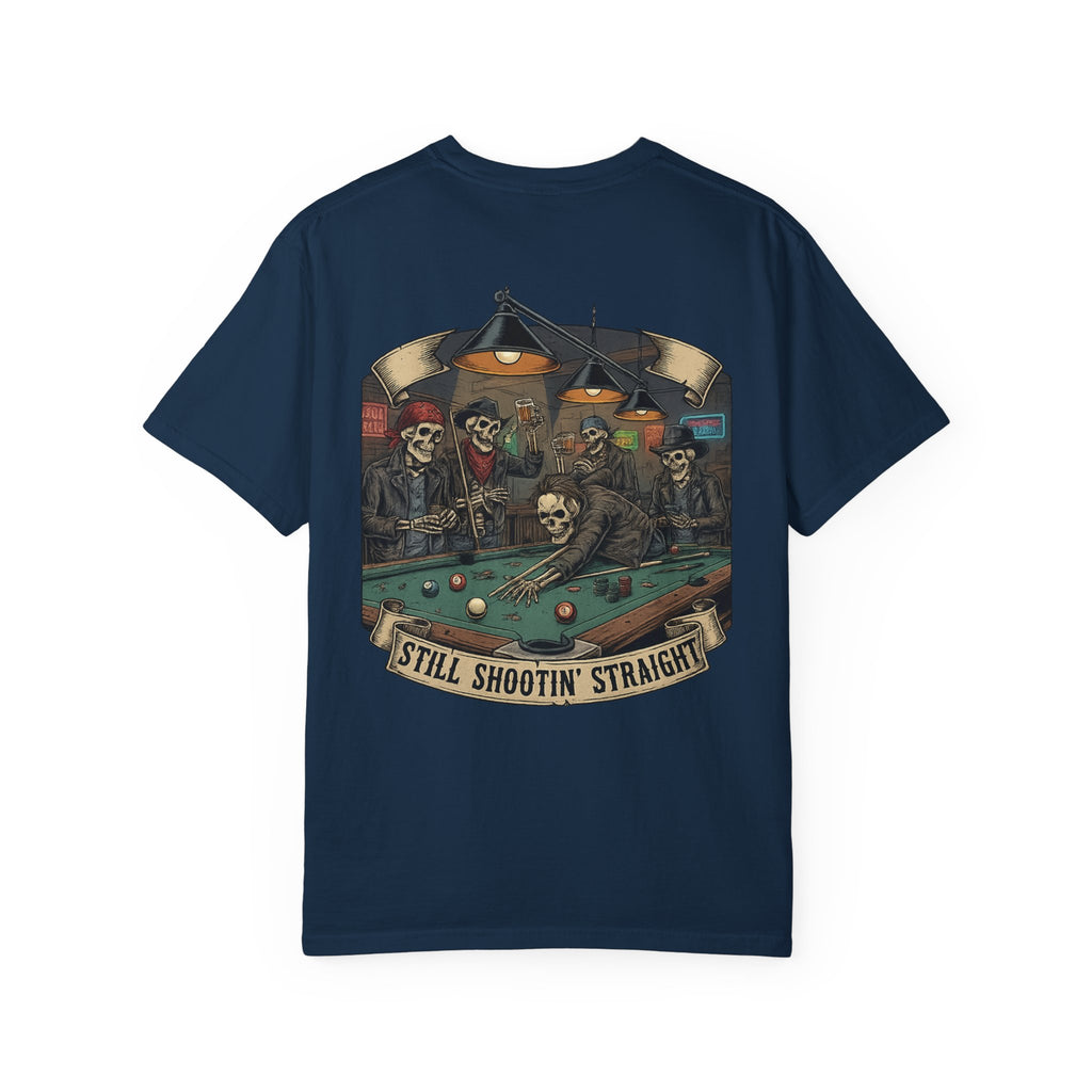 Still Shootin' Straight Pool Skeleton Comfort Colors Tee