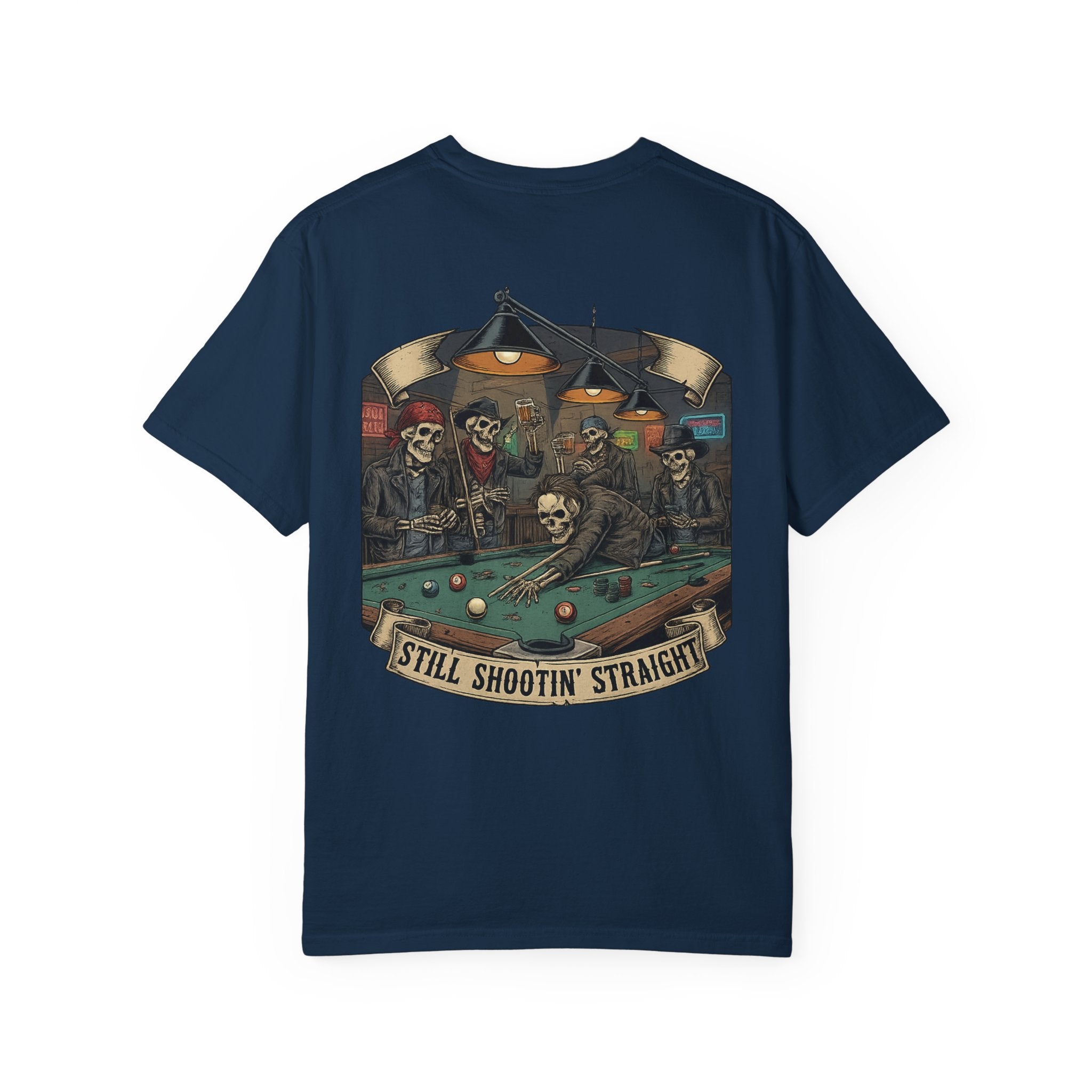 Still Shootin' Straight Pool Skeleton Comfort Colors Tee