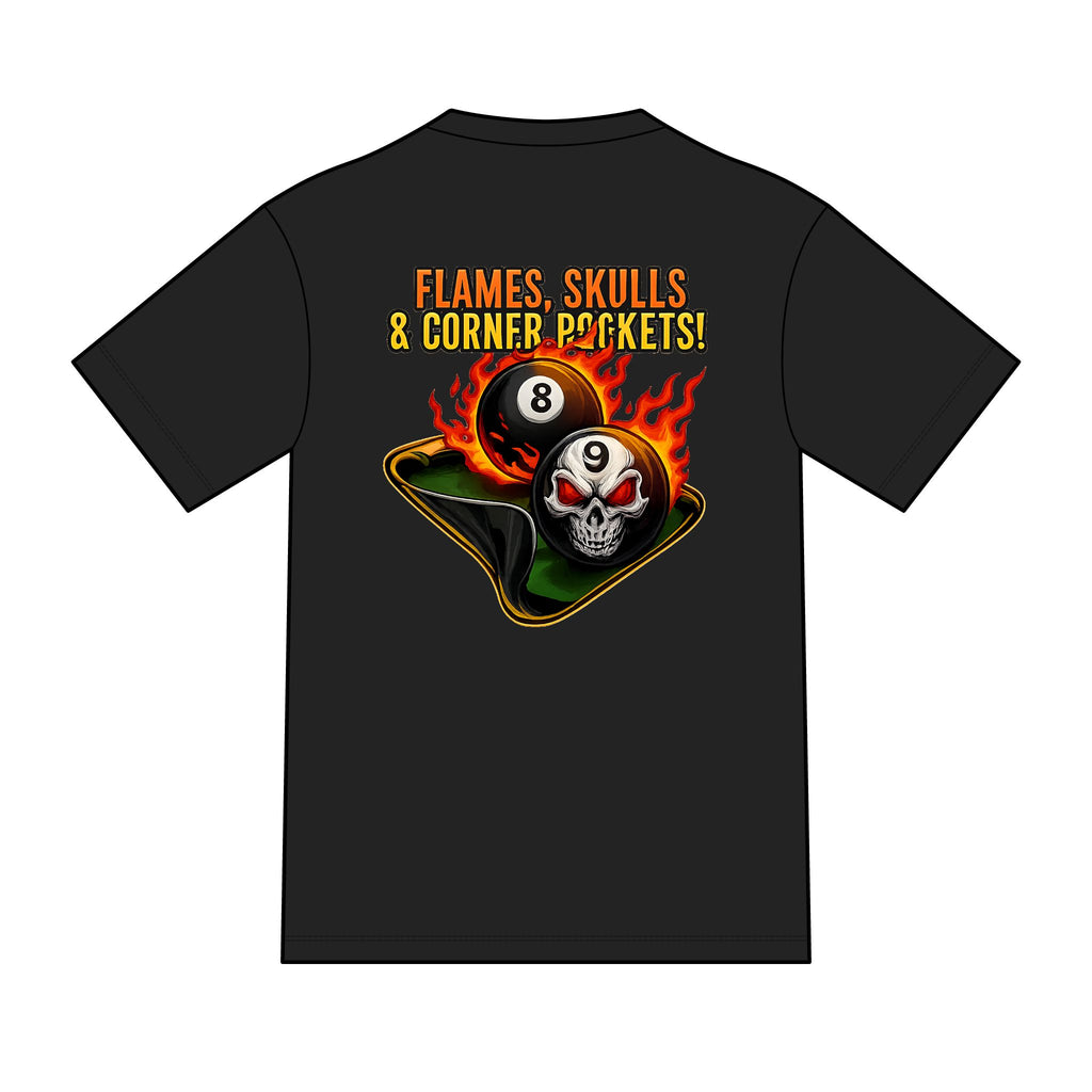 Flames, Skulls & Corner Pockets Billiards Tri-Blend Tee