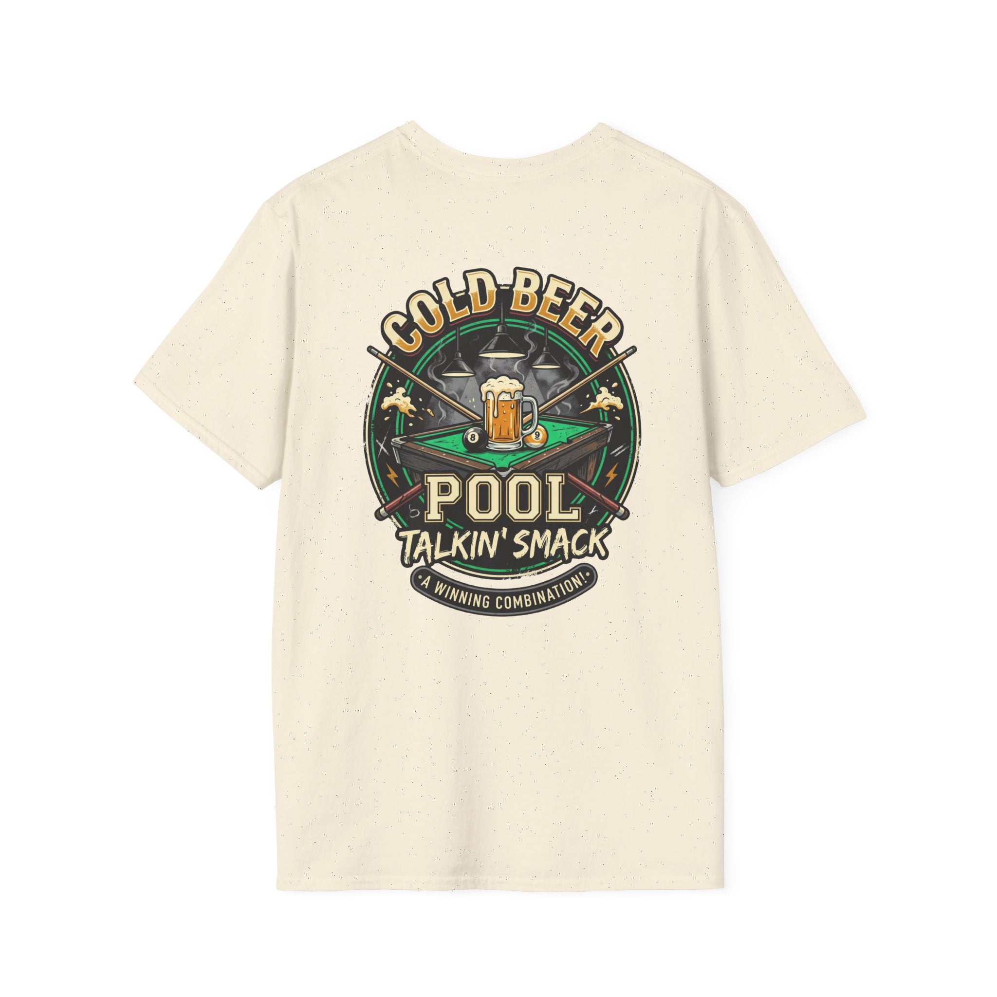 Cold Beer, Pool & Talkin' Smack Billiards T-Shirt | Funny Pool Player Graphic Tee | Front & Back Print