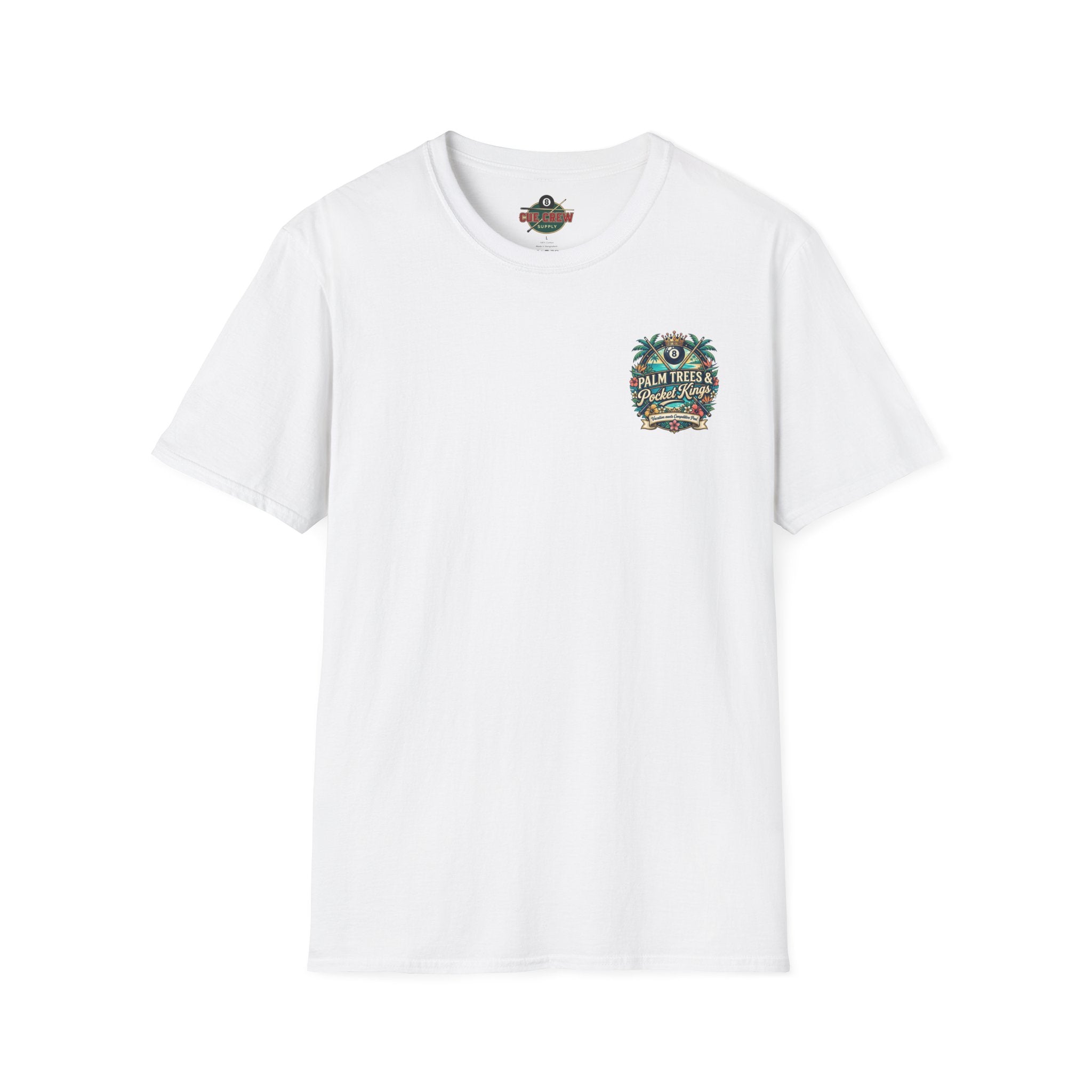 Palm Trees & Pocket Kings Billiards T-Shirt | Tropical Pool Player Graphic Tee | Vacation Pool Hall Shirt | Front & Back Print