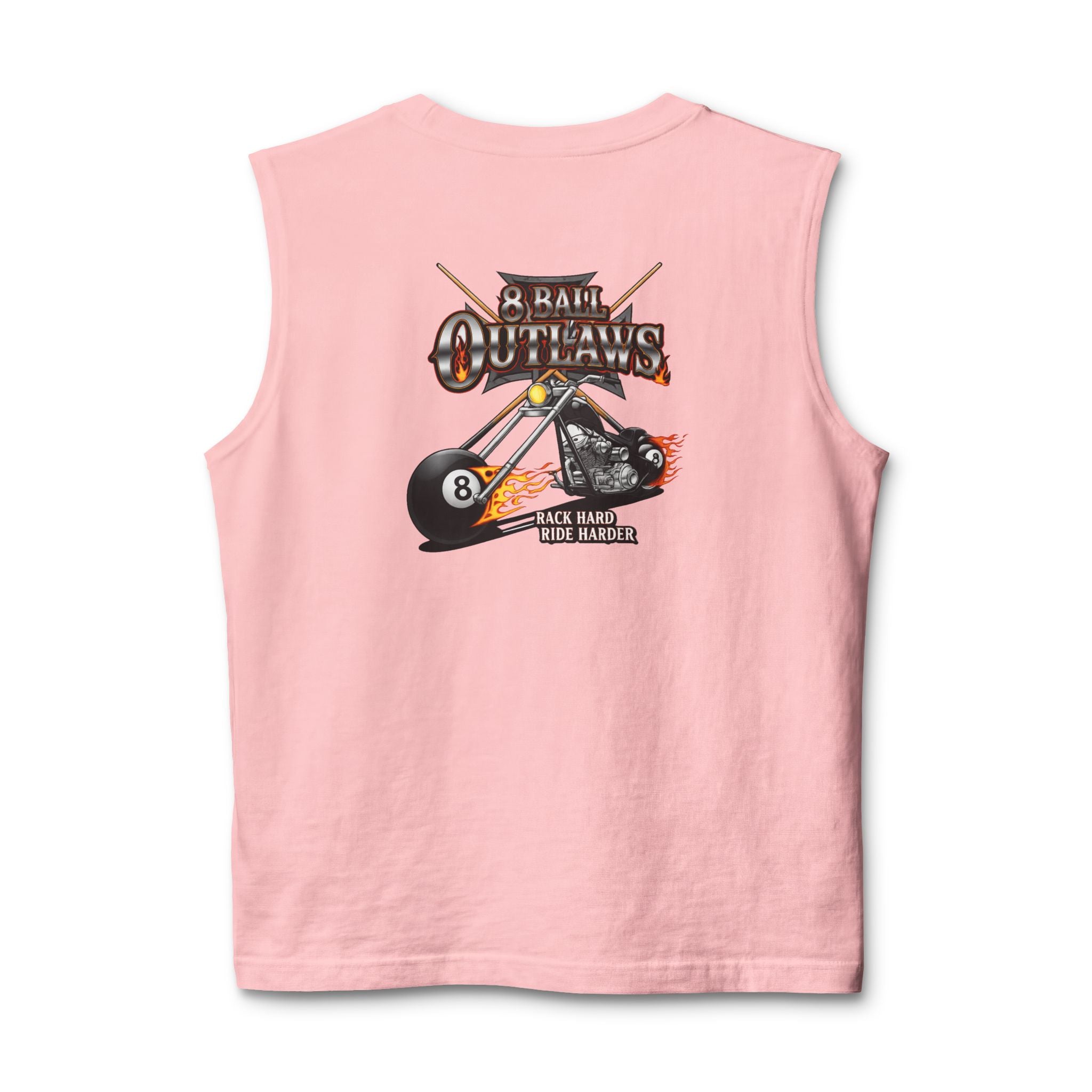 8 Ball Outlaws Unisex Muscle Tank – Rack Hard Ride Harder Biker Pool Player Sleeveless Shirt | Cue Crew Supply