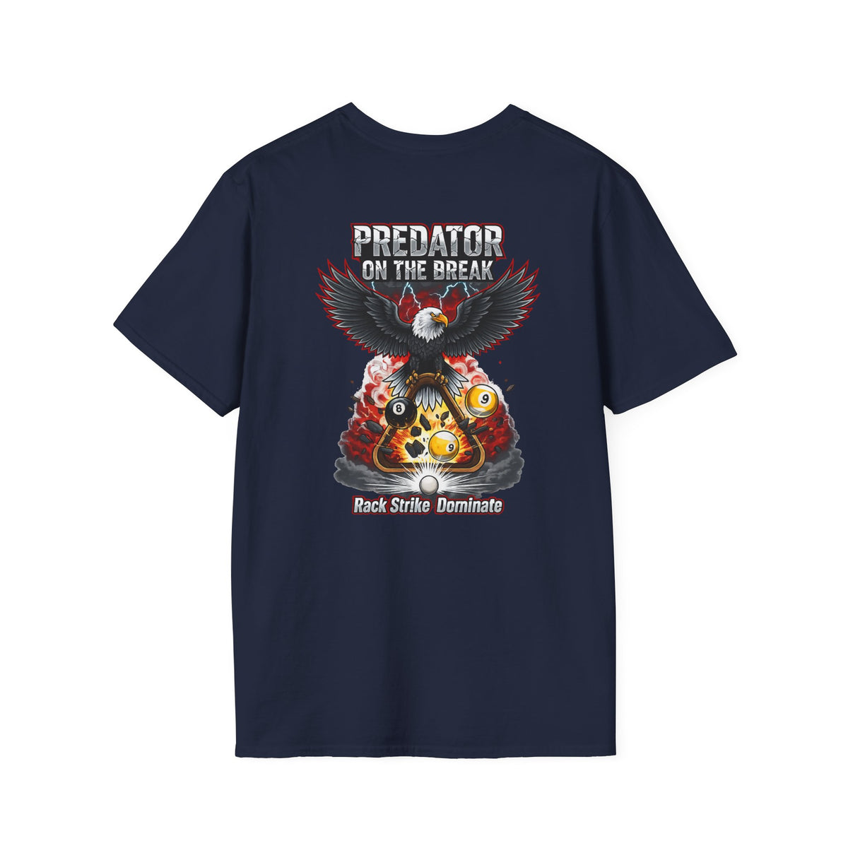 Predator on the Break Billiards T-Shirt | Eagle Pool Player Graphic Tee | Rack Strike Dominate | Front & Back Print