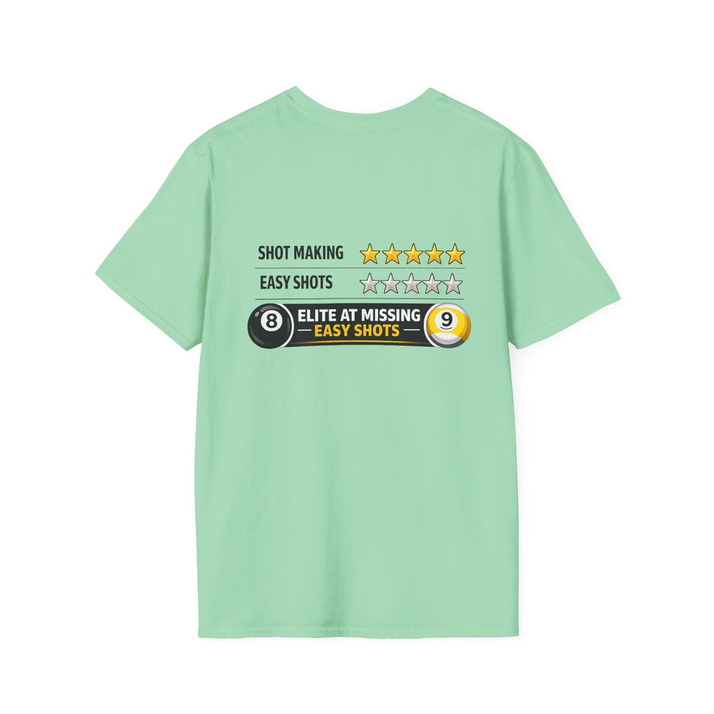 Elite at Missing Easy Shots Pool Player T-Shirt | Classic Series