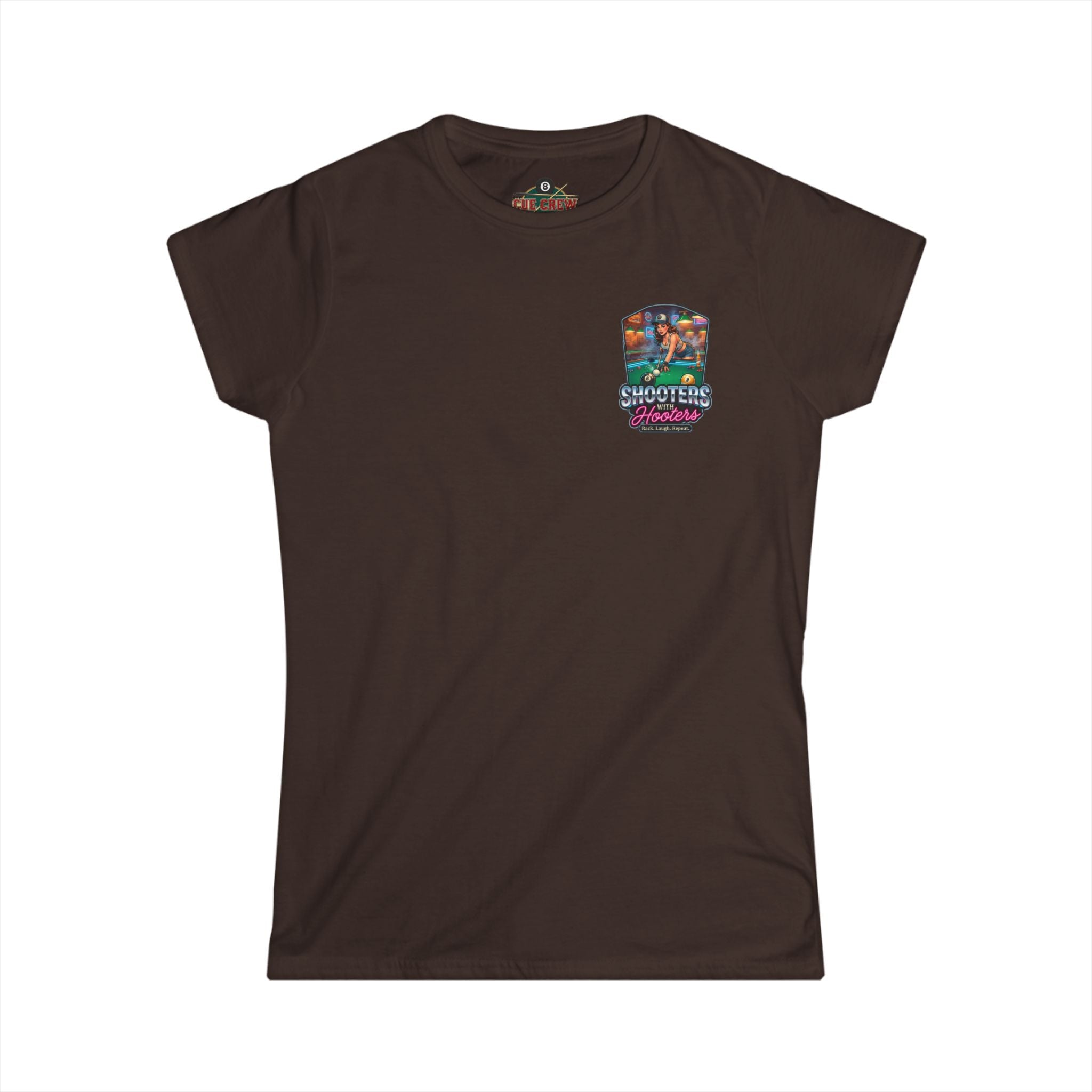 Shooters With Hooters Women's Billiards T-Shirt – Funny Pool Player Graphic Tee | Front & Back Print