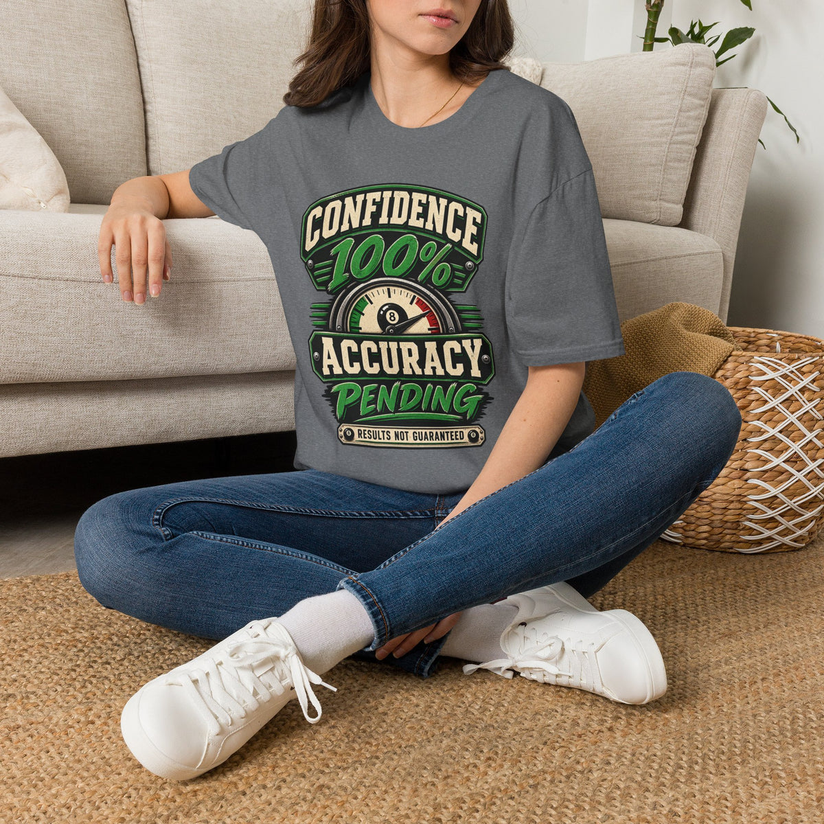 Confidence 100% Accuracy Pending – Funny Billiards T-Shirt – Pool Player Tee