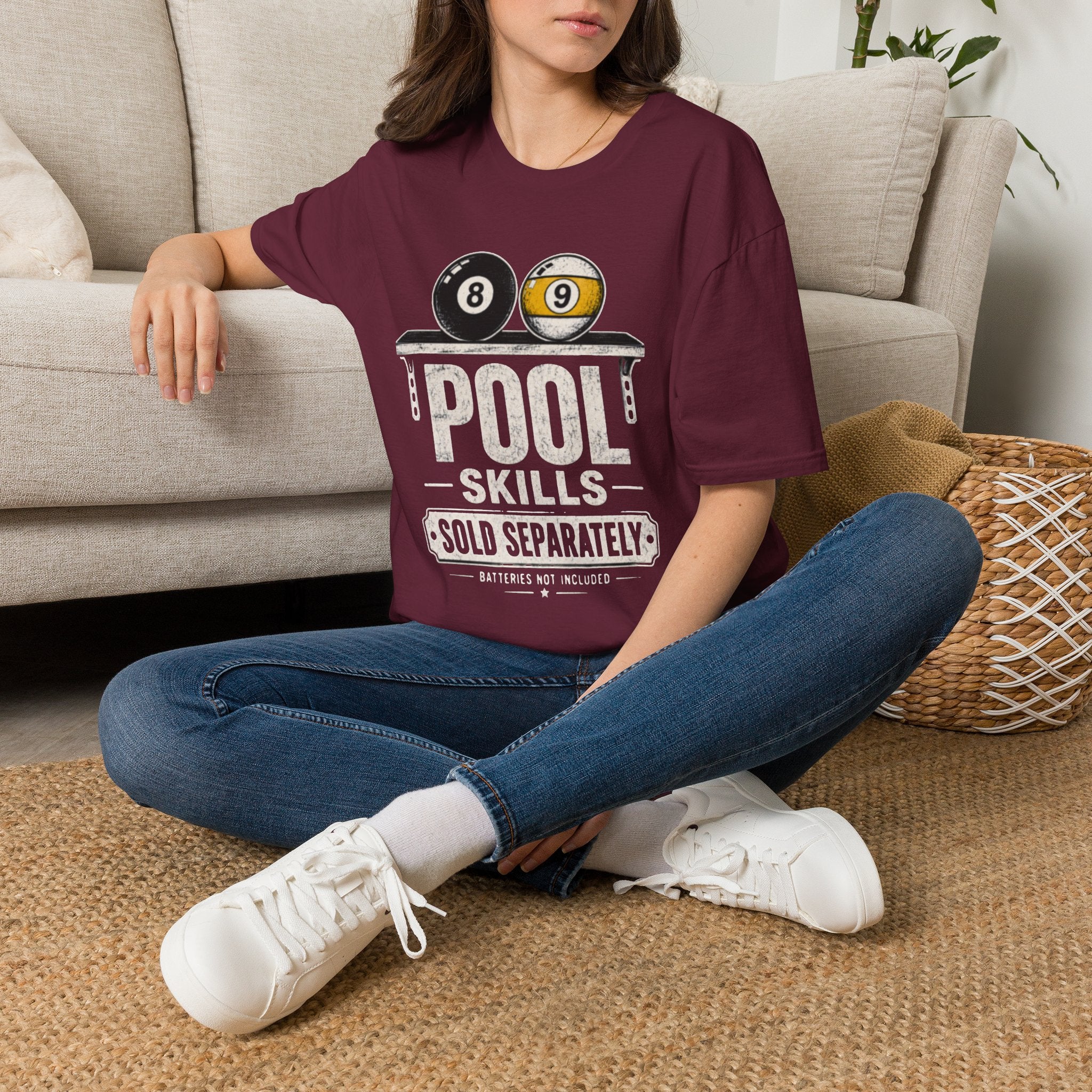 Pool Skills Sold Separately Funny Billiards T-Shirt | Front Print Only | 8 Ball & 9 Ball Graphic Unisex Tee
