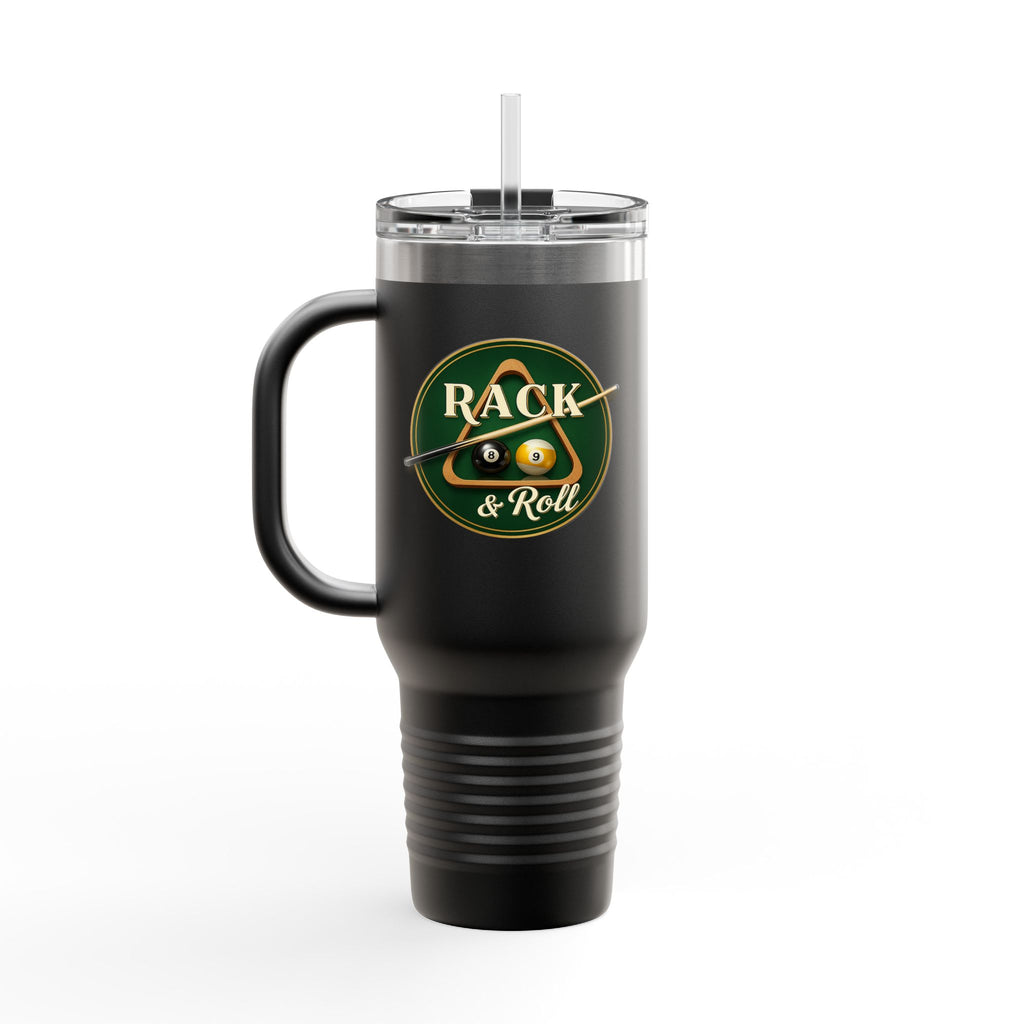 Rack & Roll Billiards Pool Cue Logo 40oz Insulated Travel Mug