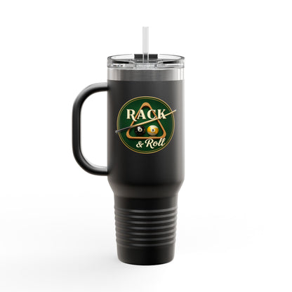 Rack & Roll Billiards Pool Cue Logo 40oz Insulated Travel Mug