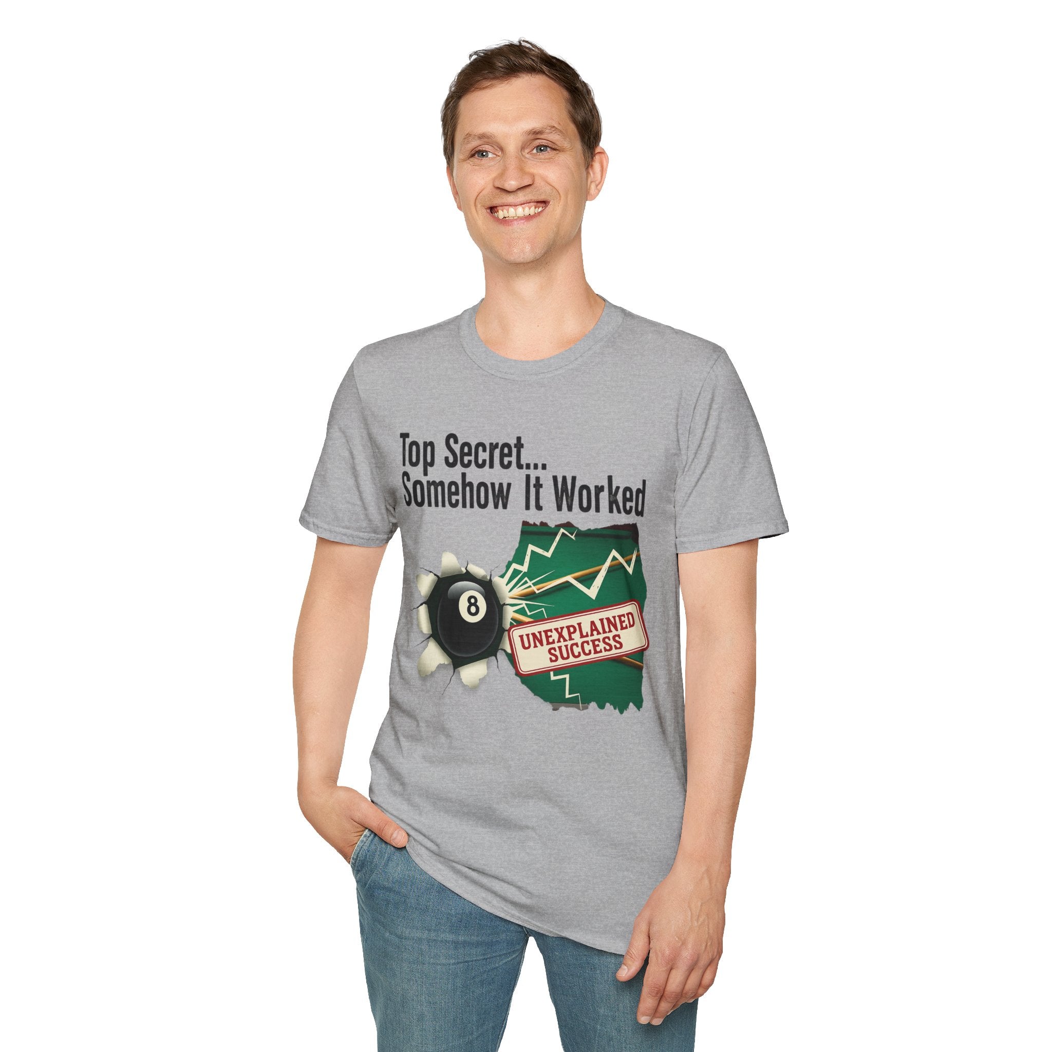 Top Secret… Somehow It Worked - Unexplained Core Line Billiards Gildan Tee