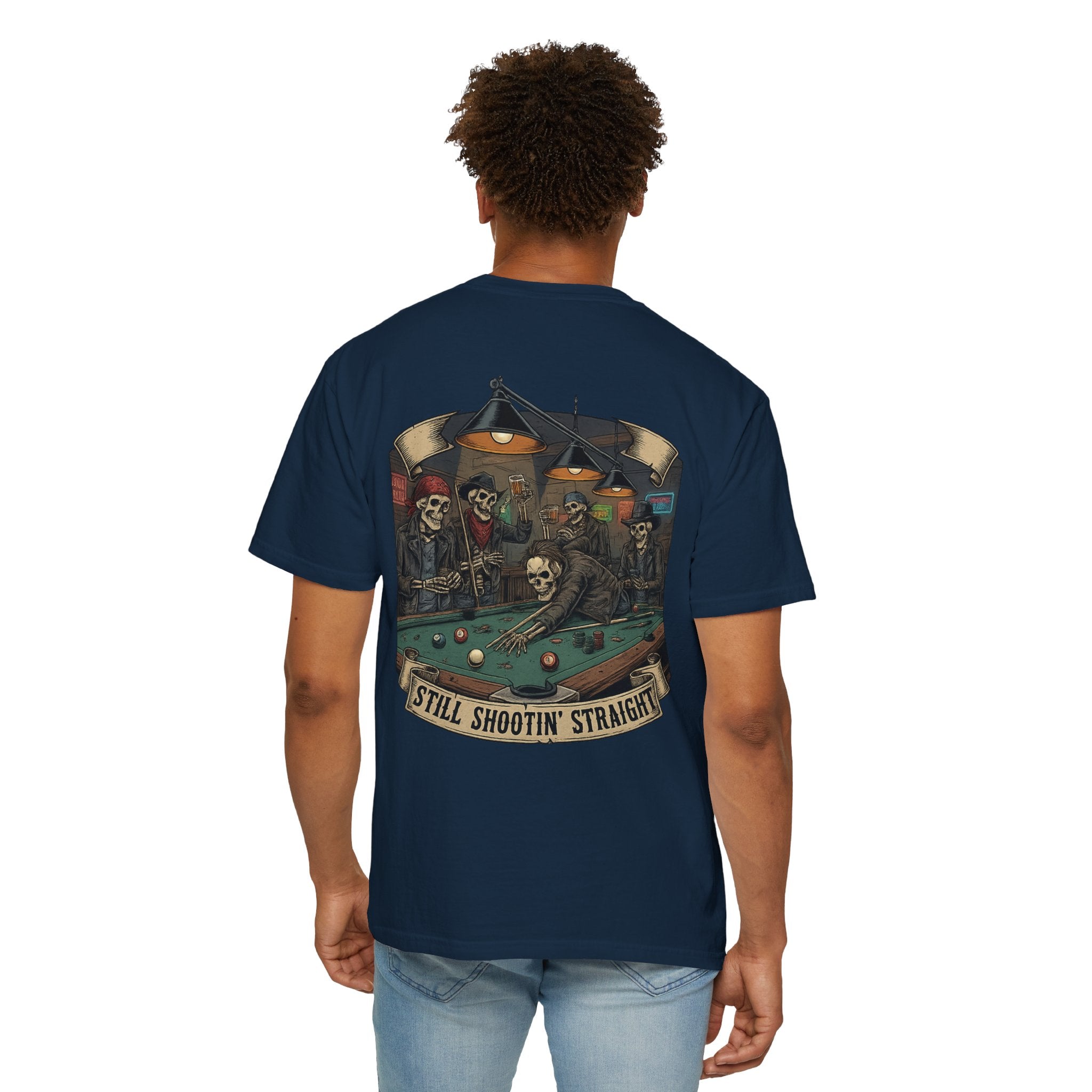 Still Shootin' Straight Pool Skeleton Comfort Colors Tee