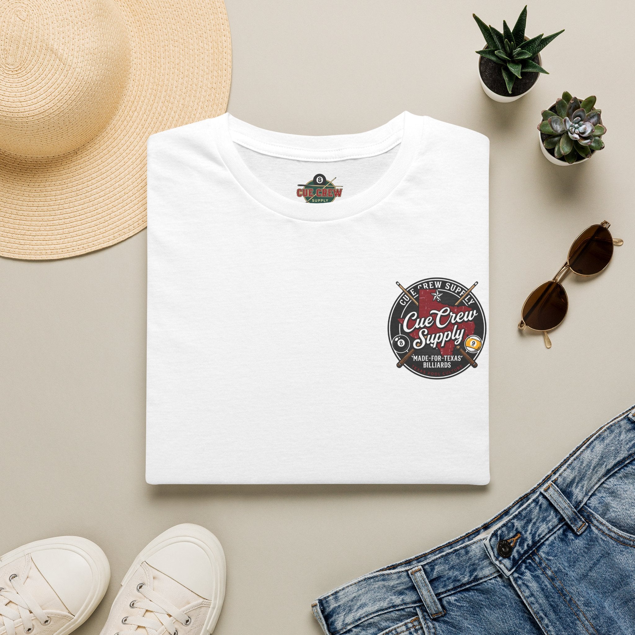 Cue Crew Supply Texas Billiards T-Shirt | Made for Texas Pool Players Graphic Tee | Front & Back Print