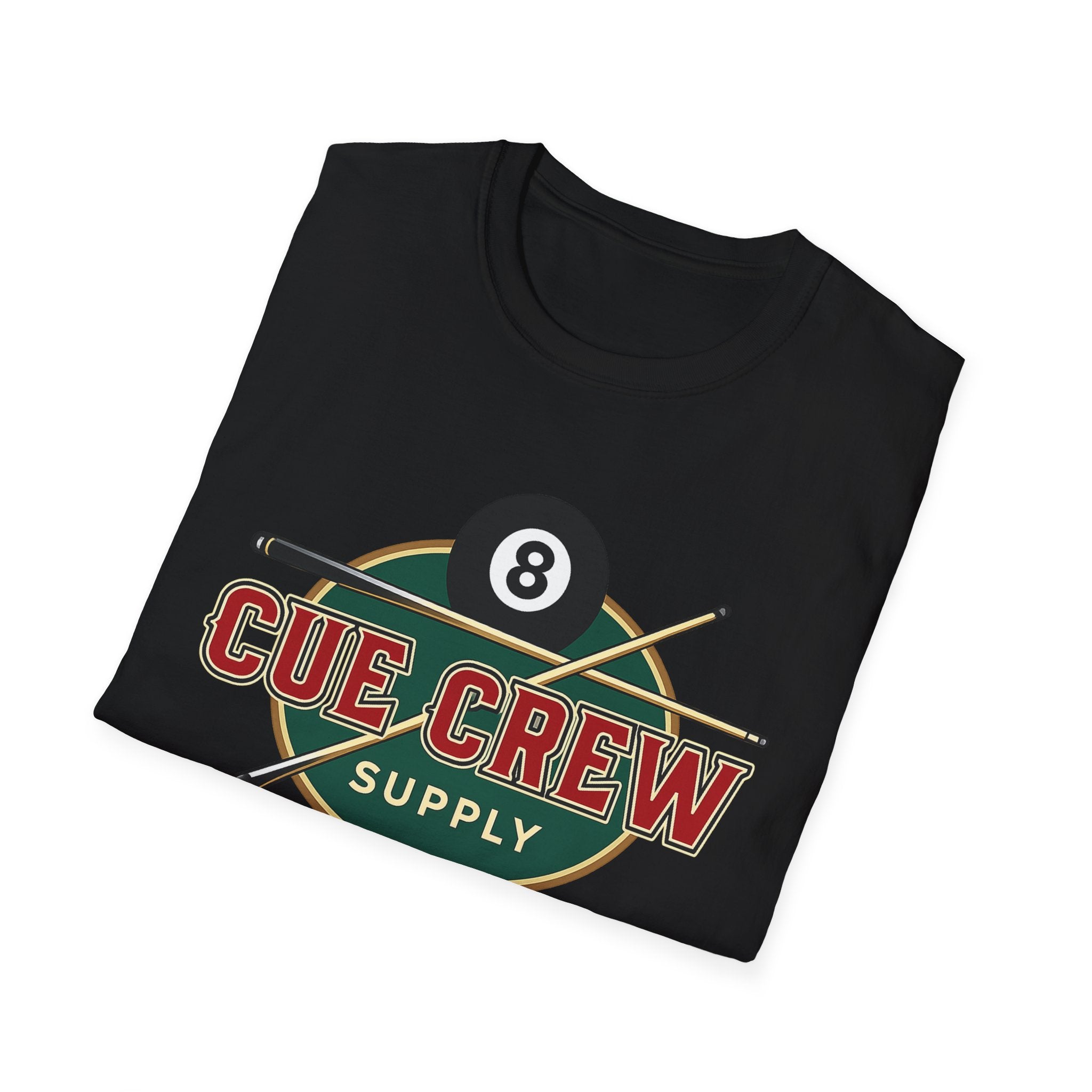 Cue Crew Supply Retro Logo Core Line Billiards Gildan Tee