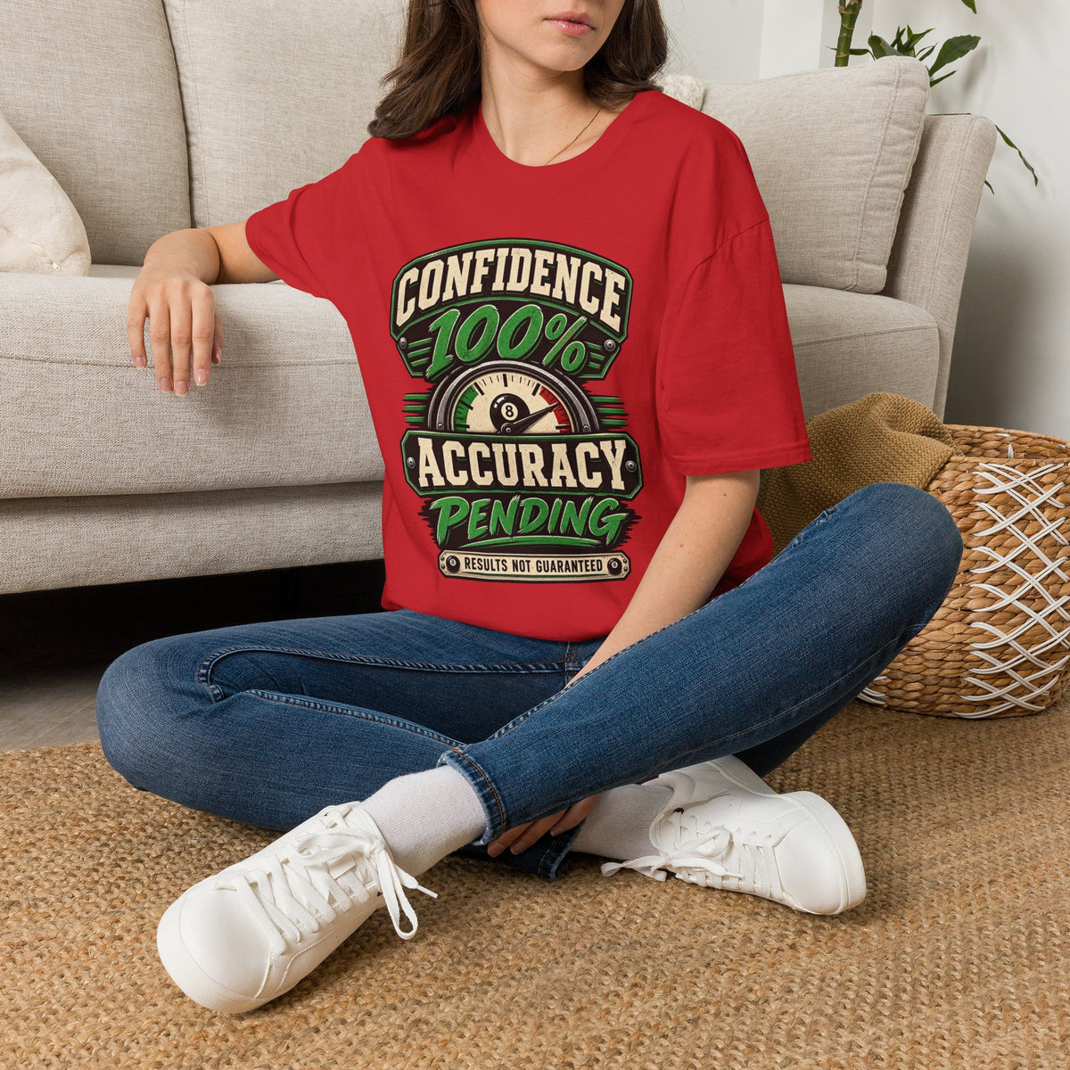 Confidence 100% Accuracy Pending – Funny Billiards T-Shirt – Pool Player Tee