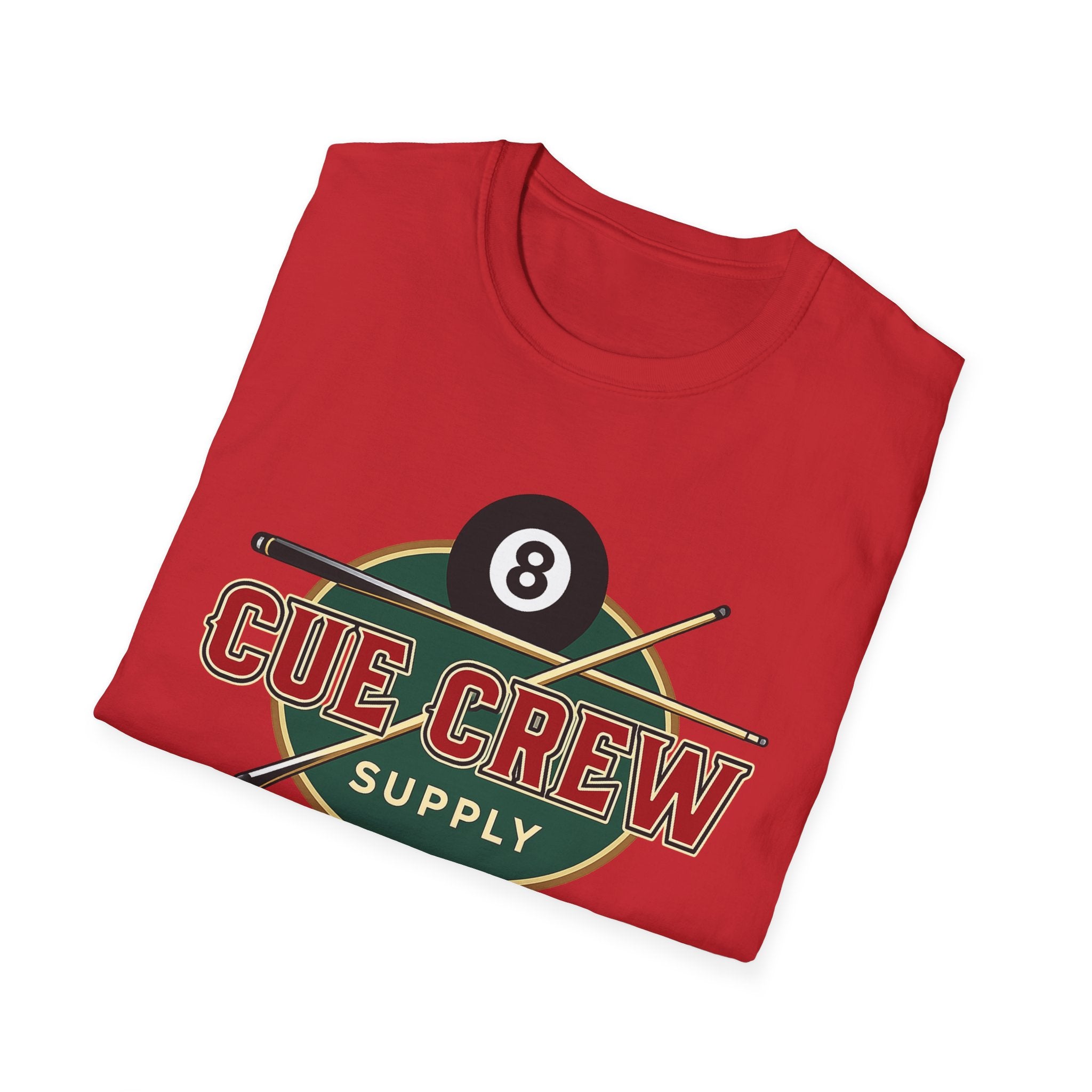Cue Crew Supply Retro Logo Core Line Billiards Gildan Tee