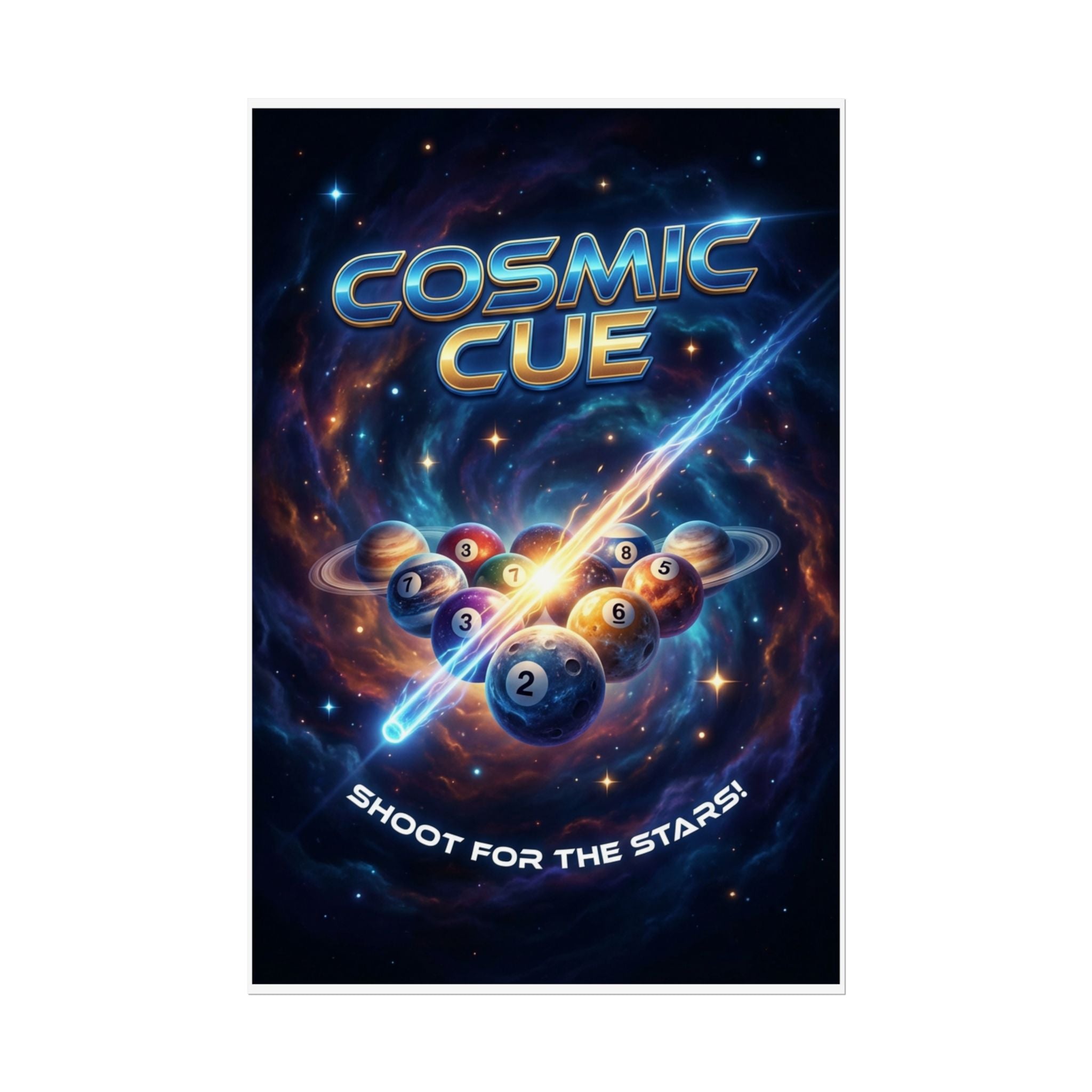 Cosmic Cue Shoot for the Stars Billiards Wall Art Rolled Poster