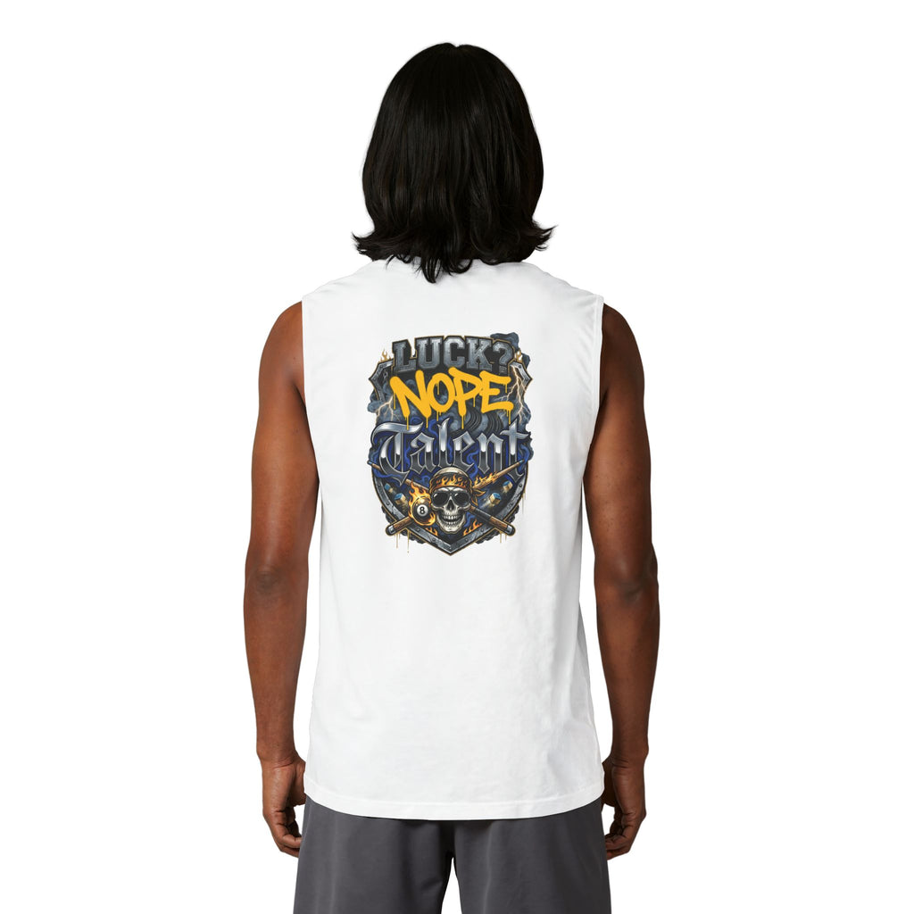 Luck? Nope. Talent. Unisex Muscle Tank | Funny Pool Player Sleeveless Shirt | Skull Billiards Gym Tank | Cue Crew Supply