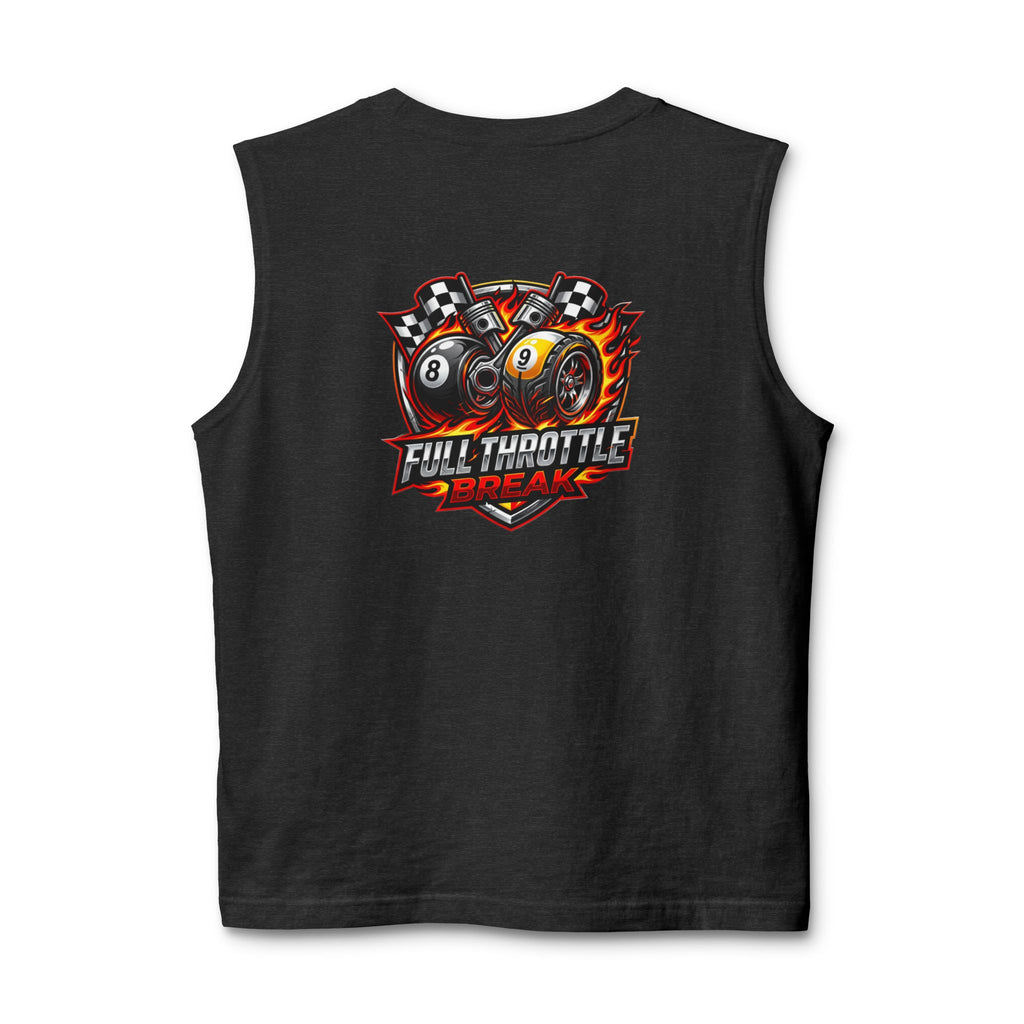 Full Throttle Break Unisex Muscle Tank | Hot Rod 8 Ball & 9 Ball Pool Player Sleeveless Shirt | Cue Crew Supply