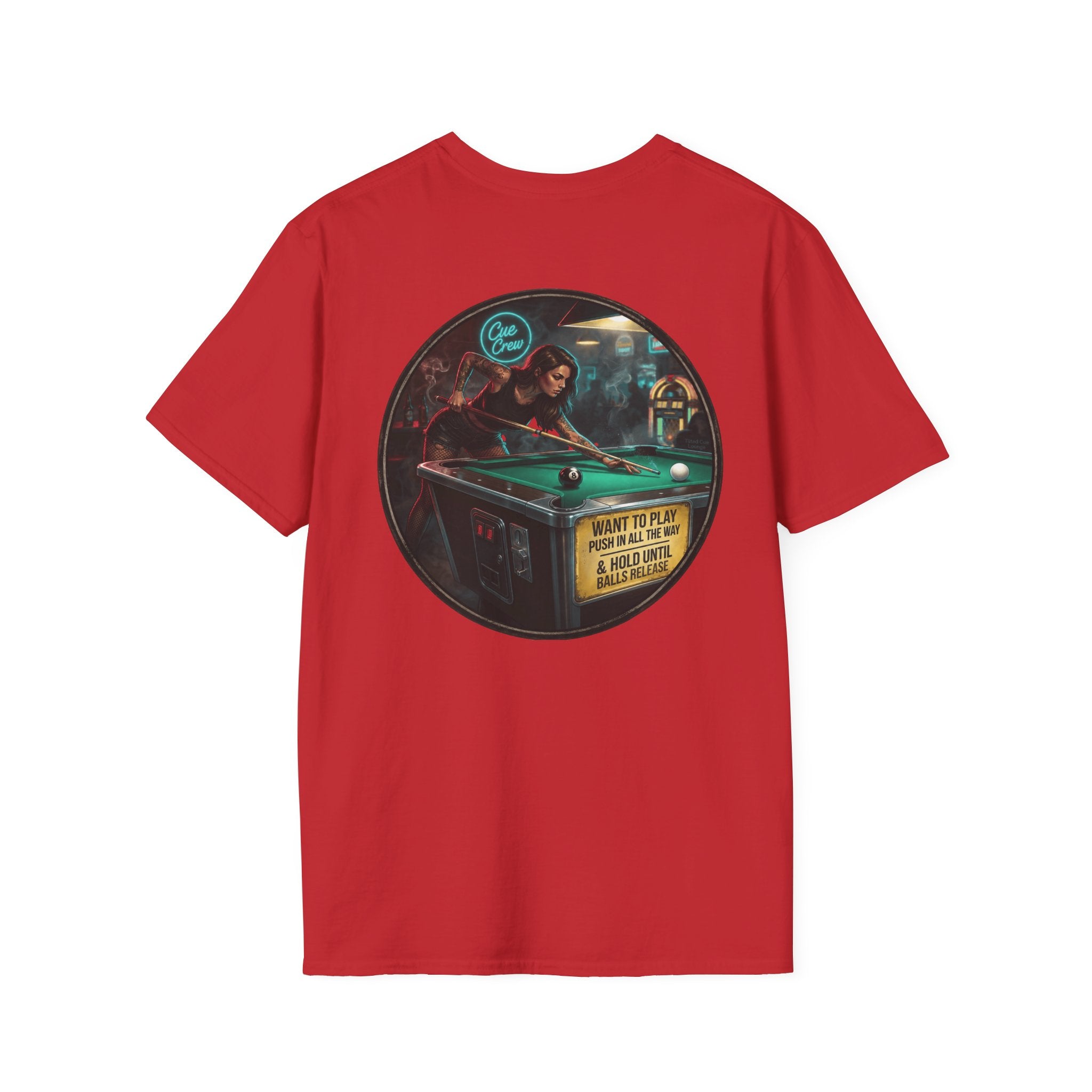 Push In All The Way Billiards T-Shirt – Vintage Coin-Op Pool Hall Graphic Tee | Front & Back Print