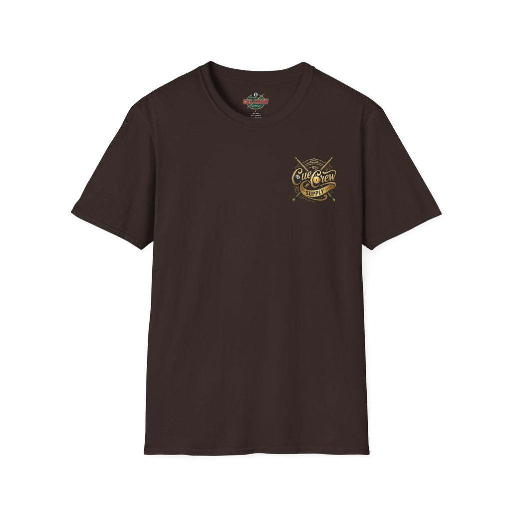 Cue Crew Supply Signature Billiards T-Shirt | Premium Pool Player Graphic Tee | Front & Back Print