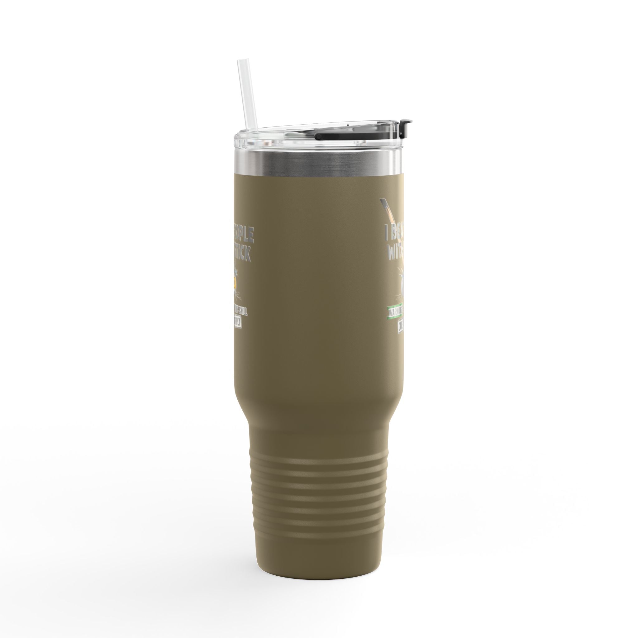 I Beat People With a Stick” Billiards Cue Crew Funny 40 oz. Tumbler
