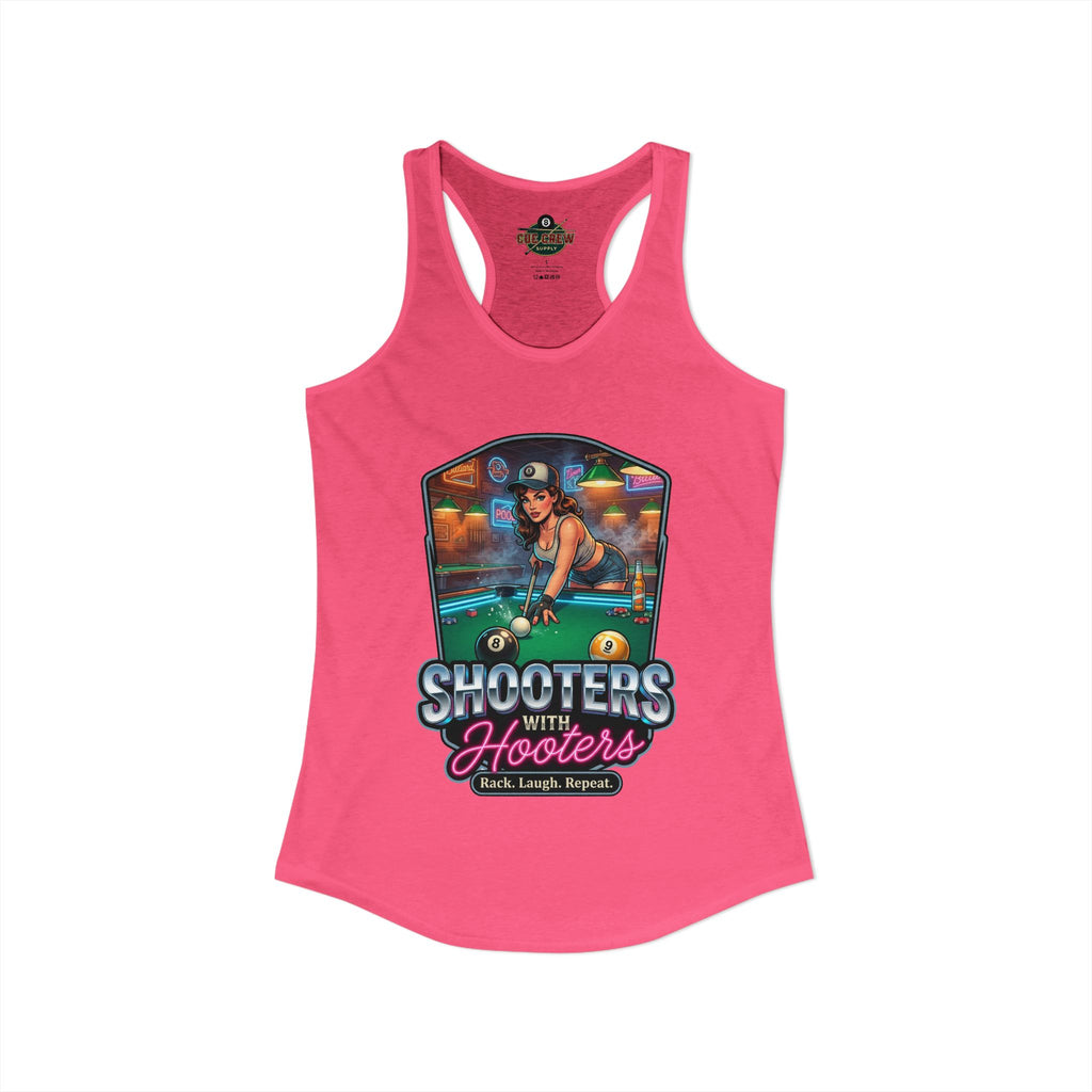 Shooters With Hooters Women's Racerback Tank Top – Funny Billiards Pool Player Graphic Tank | Rack. Laugh. Repeat.