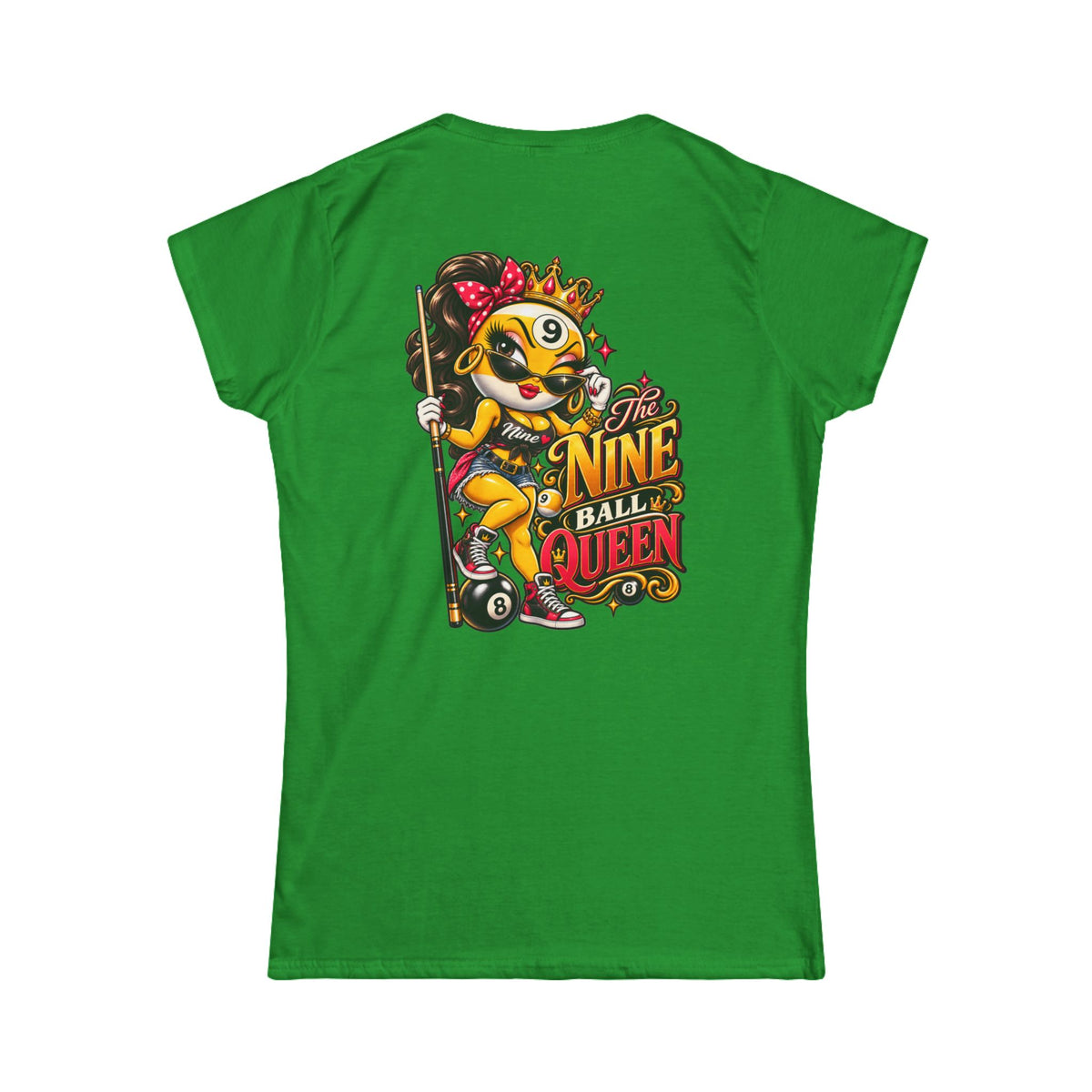 Nine Ball Queen Women's Billiards T-Shirt | Funny Pool Player Graphic Tee CCS-WSST-017