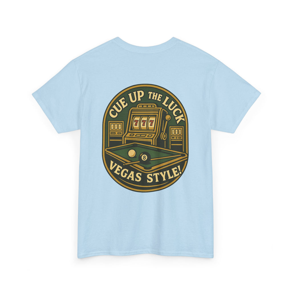 Vegas Style Billiards Tee – Cue Up the Luck  8-Ball Pool & Casino Mashup