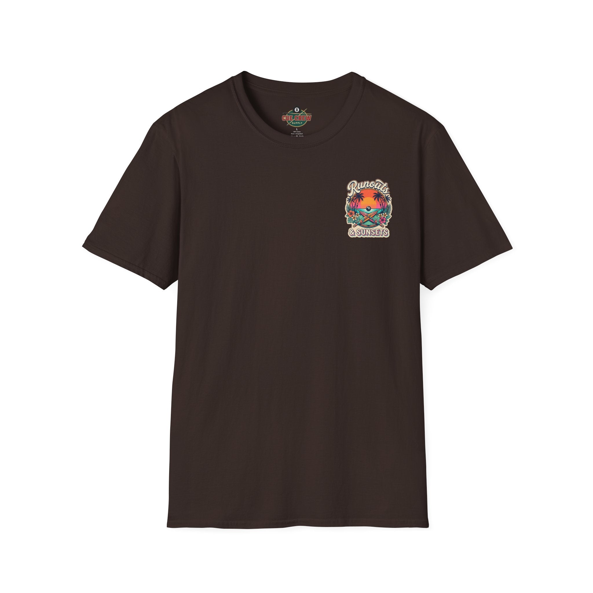 Runouts & Sunsets Tropical Billiards T-Shirt | Beach Pool Player Graphic Tee | Front & Back Print